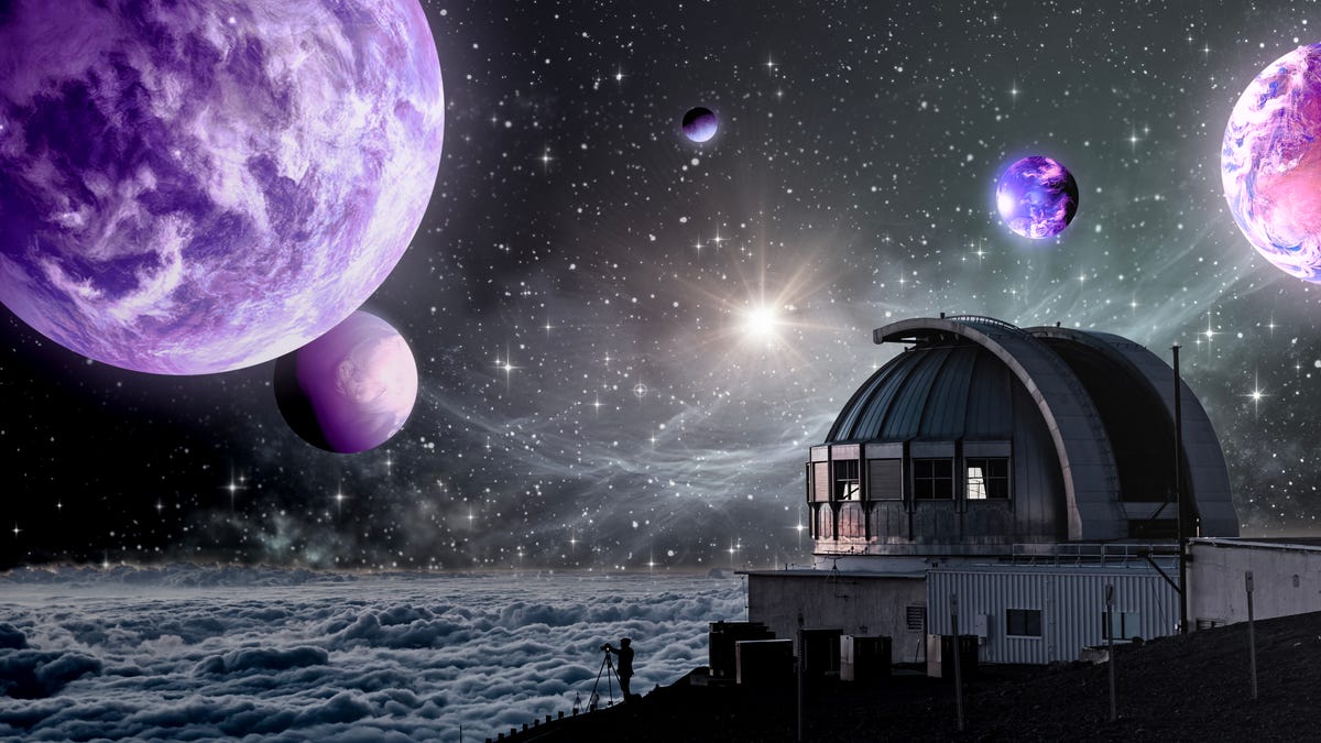 This photo illustration shows what a purple planet may look like if discovered.