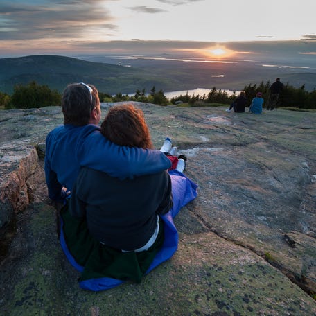 Acadia National Park's Cadillac Mountain is a popular place to watch the sunrise.