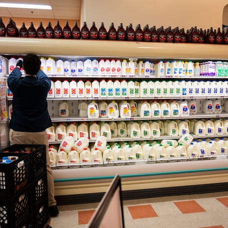 Milk was fully stocked late in the morning at Market Basket on Friday, March 13, 2020.