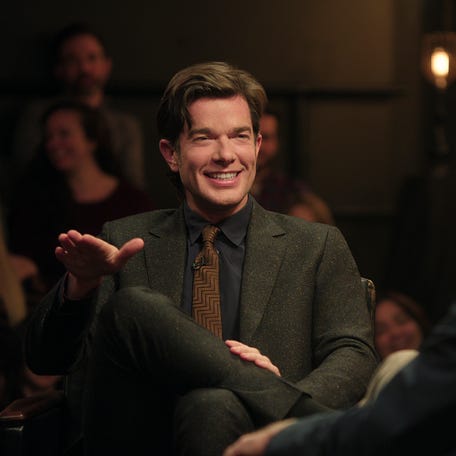 My Next Guest Needs No Introduction With David Letterman. (L to R) John Mulaney, David Letterman in My Next Guest Needs No Introduction With David Letterman. Cr. Courtesy of Netflix © 2024