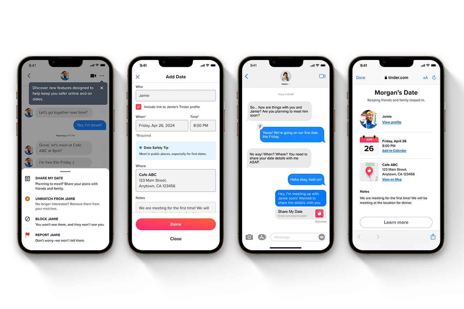Tinder, the world's most popular dating app, launches new safety feature called Share My Date allowing users to share their date plans with friends and loved ones directly from the app.