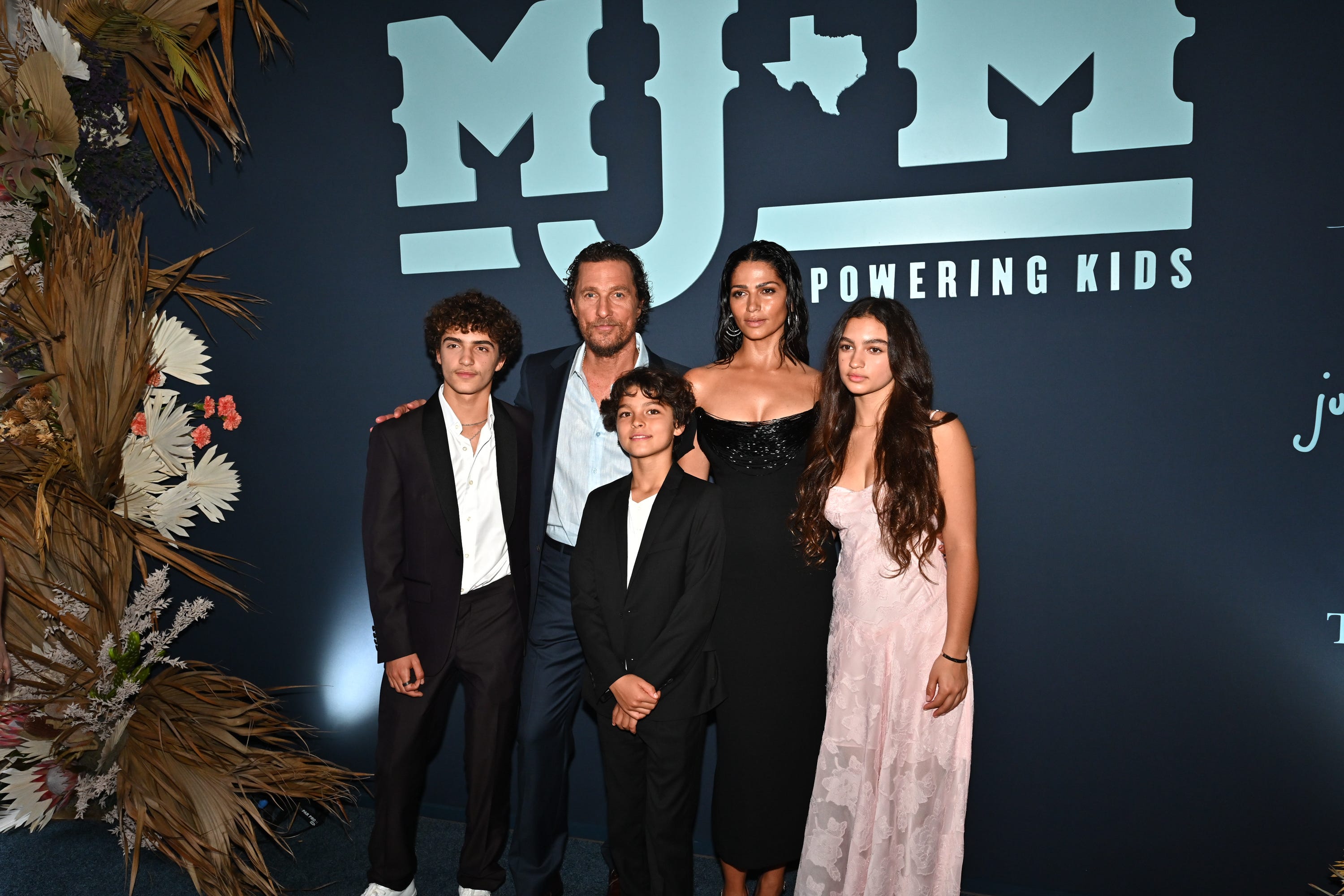 From left to right: Levi McConaughey, actor Matthew McConaughey, Livingston McConaughey, Camila Alves McConaughey and Vida McConaughey attend the 2024 Mack, Jack & McConaughey Gala on April 25.