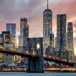 Skyline of New York City at sunset
