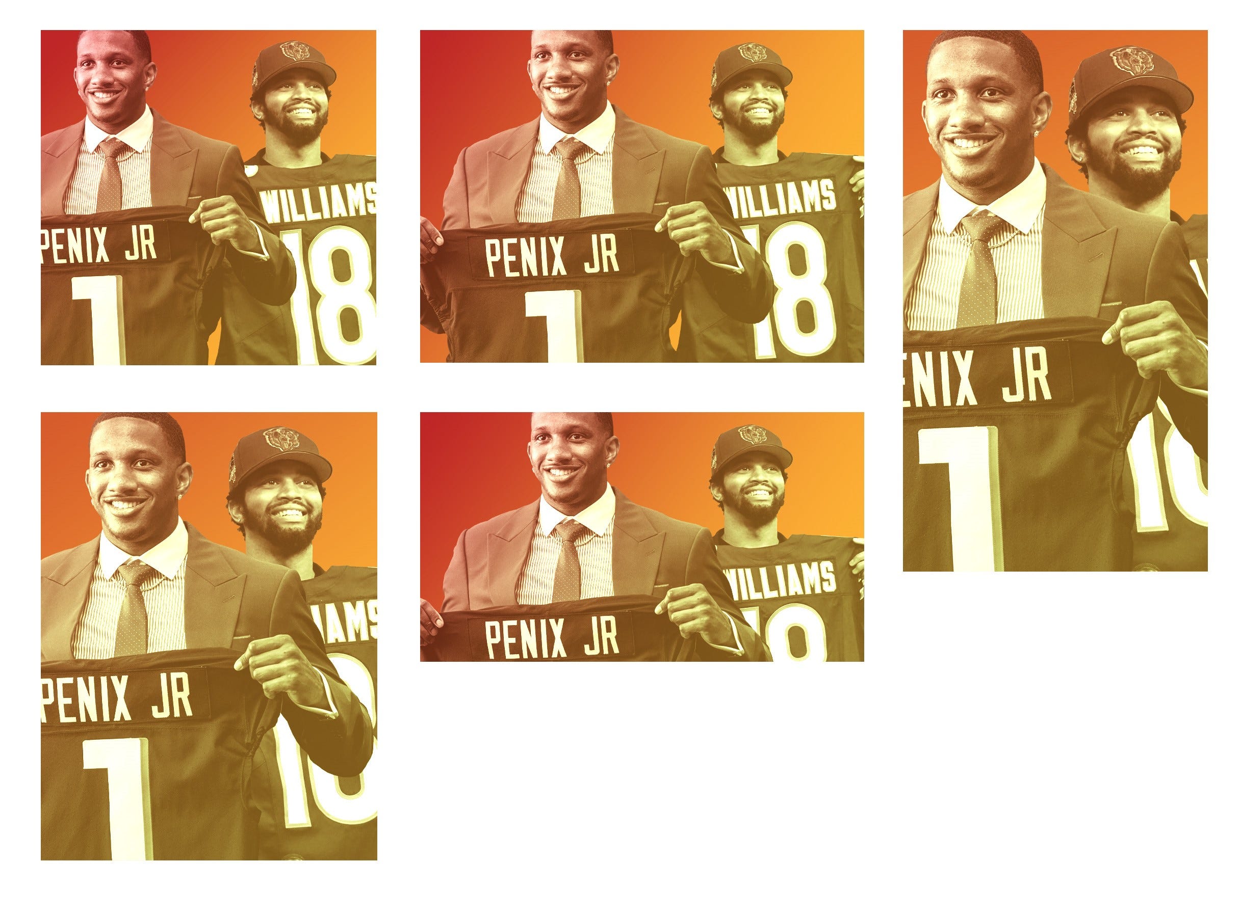 Bears rookie QB Caleb Williams (18) and Falcons rookie QB Michael Penix Jr.