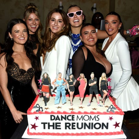 (L-R) Brooke Hyland, Paige Hyland, Chloe Lukasiak, JoJo Siwa, Kalani Hilliker and Kendall Vertes attend "Dance Moms: The Reunion" Premiere Event & Red Carpet at Moxy Hotel on April 25, 2024 in New York City.