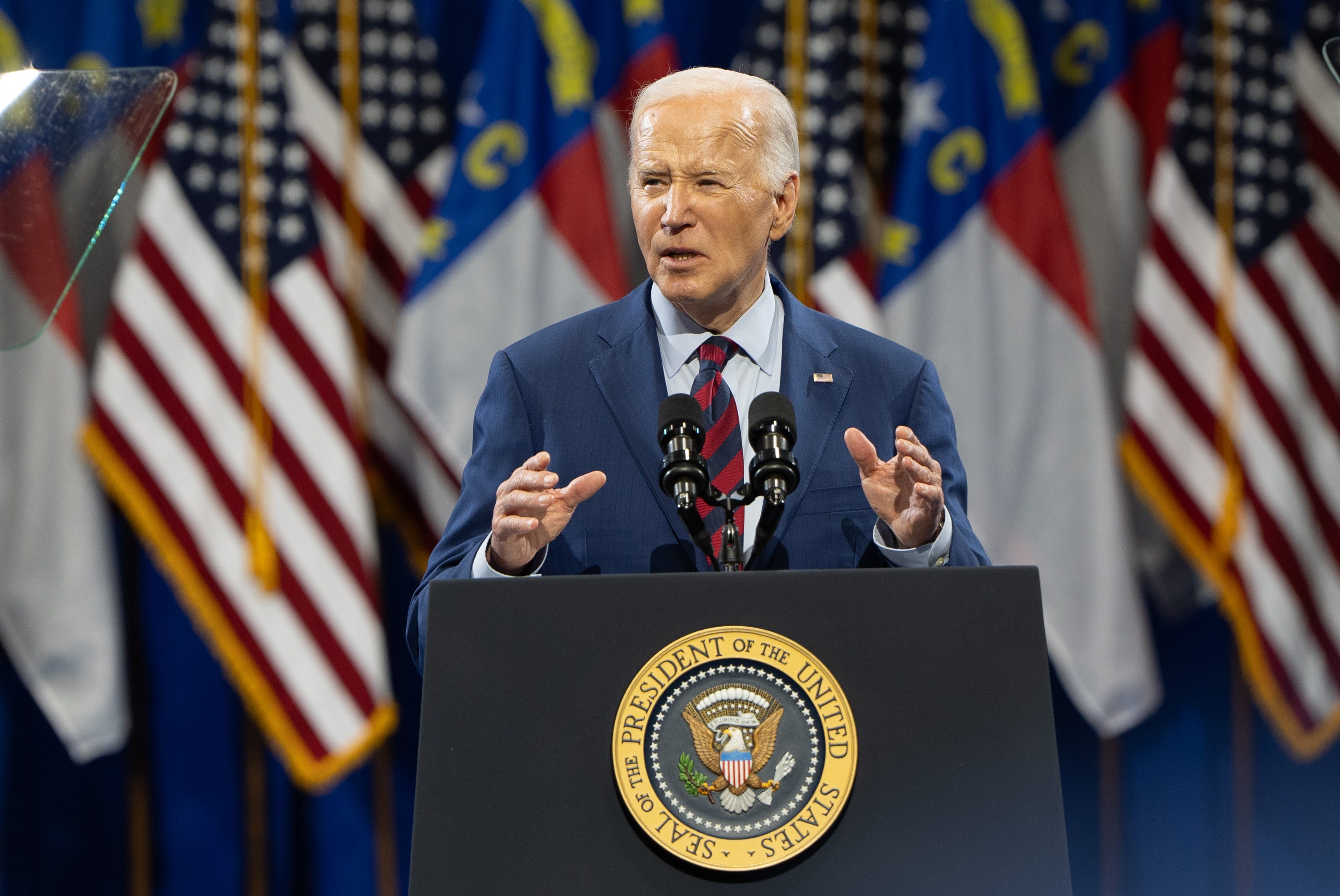President Joe Biden spoke at the Wilmington Convention Center on Thursday, May 2, 2024.