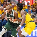 Khris Middleton in tears on Bucks bench as season ends, fans salute him for effort vs Pacers in playoffs