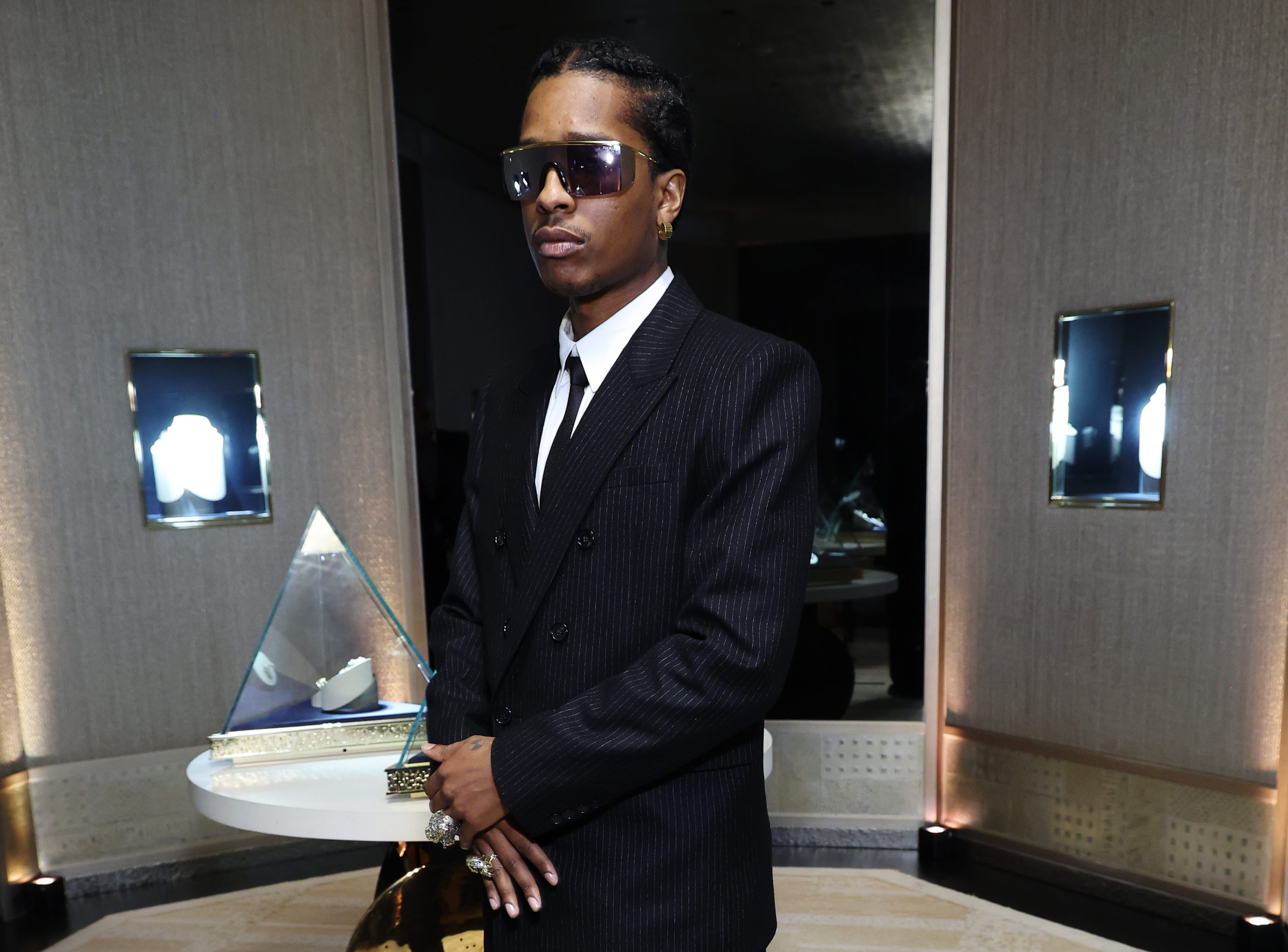 A$AP Rocky attends as Tiffany & Co. celebrates the debut of the Tiffany Titan by Pharrell Williams Collection at Tiffany & Co. Landmark on May 2, 2024, in New York City.