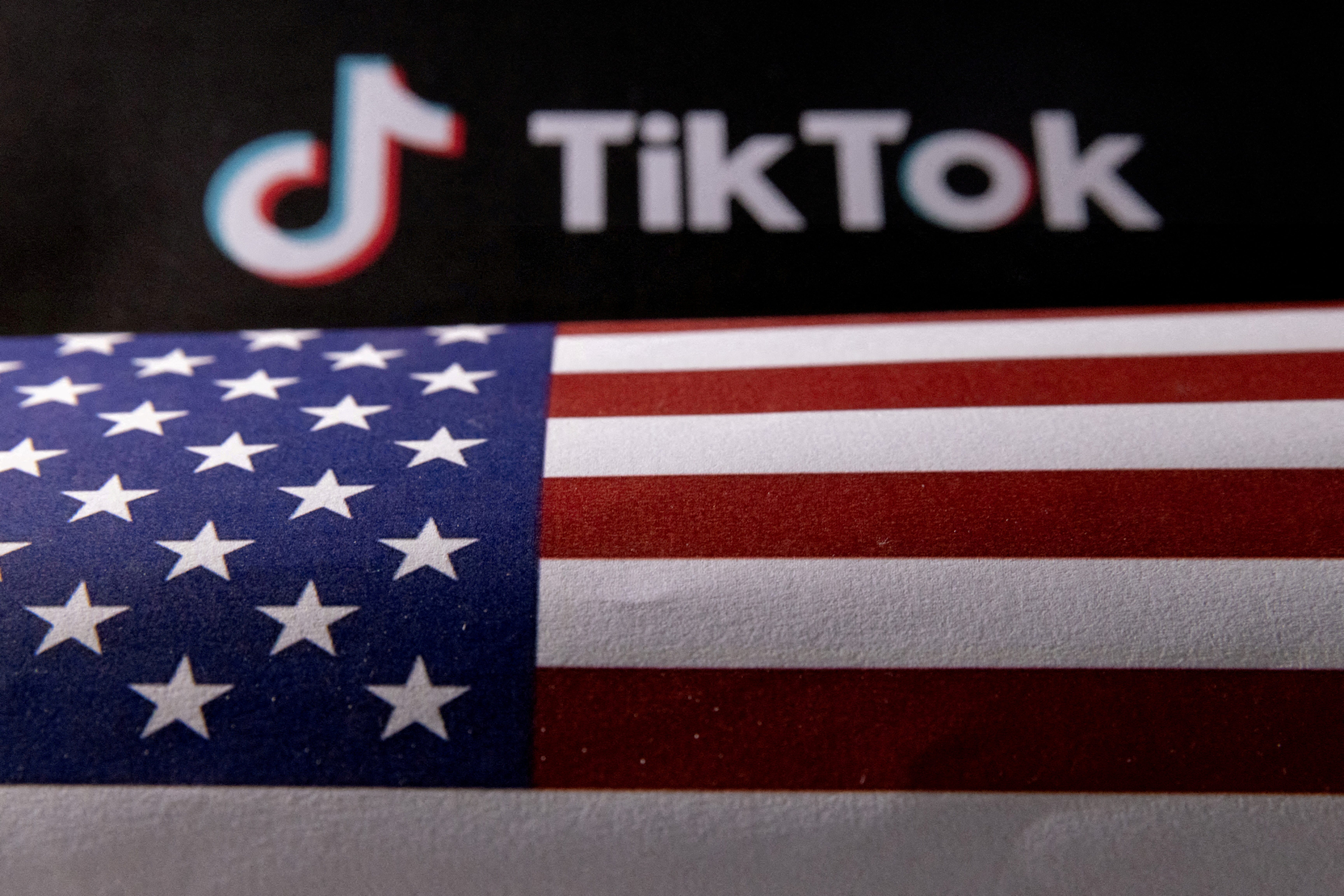 U.S. flag and TikTok logo are seen in this illustration