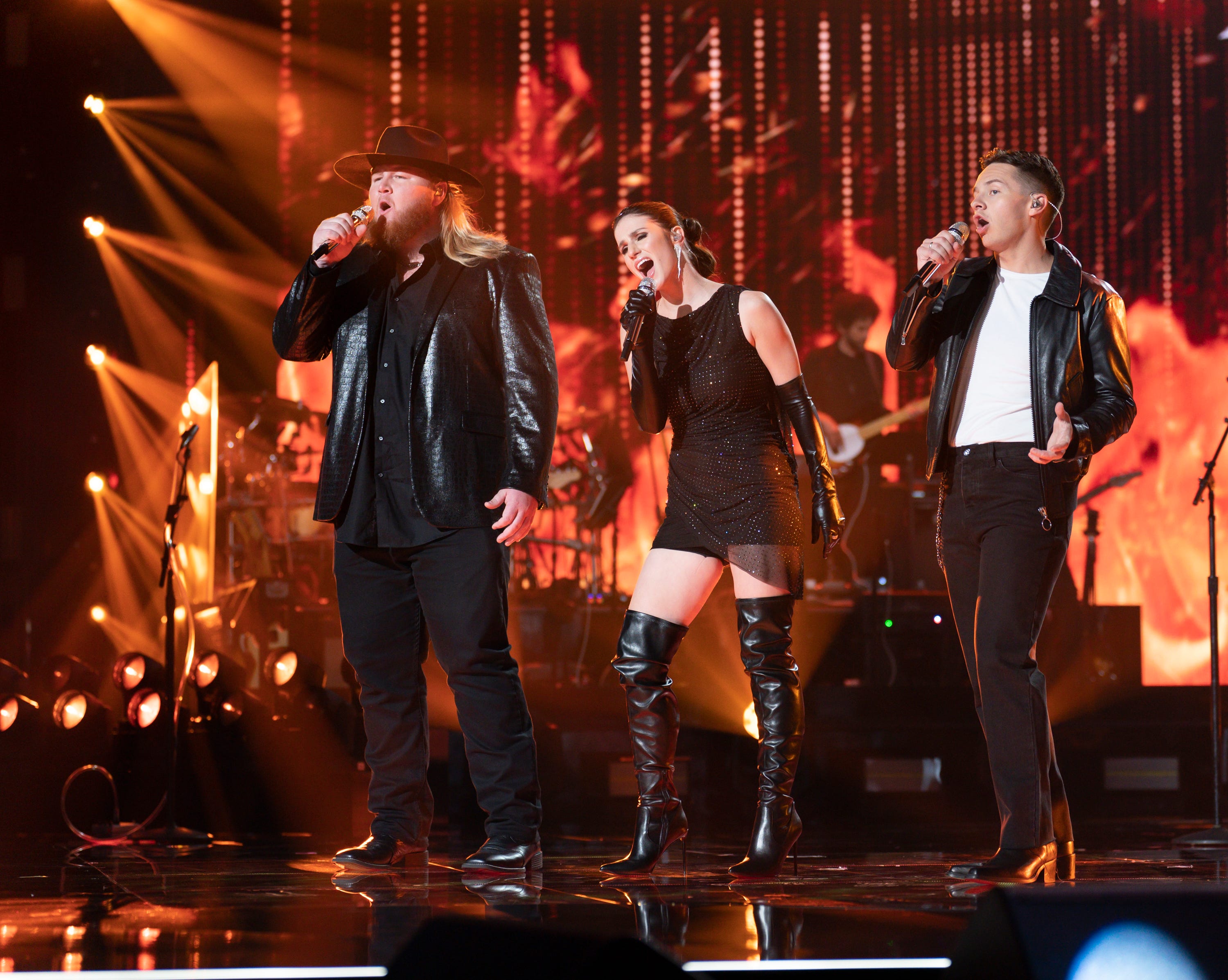 Will Moseley, Abi Carter and Jack Blocker perform on the Season 22 "American Idol" finale on May 19, 2024.