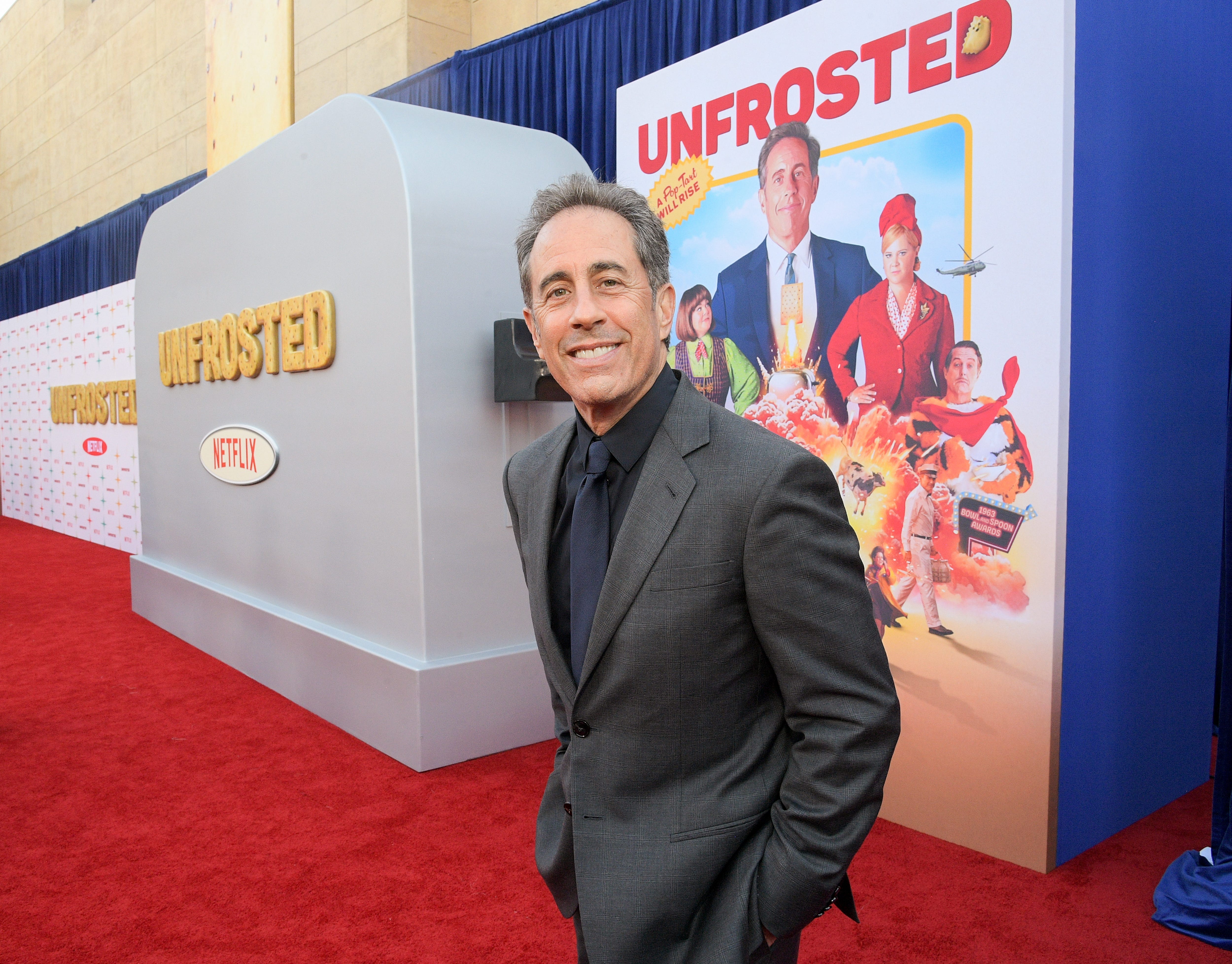 LOS ANGELES, CALIFORNIA - APRIL 30: Jerry Seinfeld attends Netflix's "Unfrosted" premiere at The Egyptian Theatre on April 30, 2024 in Los Angeles, California. (Photo by Charley Gallay/Getty Images for Netflix) ORG XMIT: 776115262 ORIG FILE ID: 2150915974