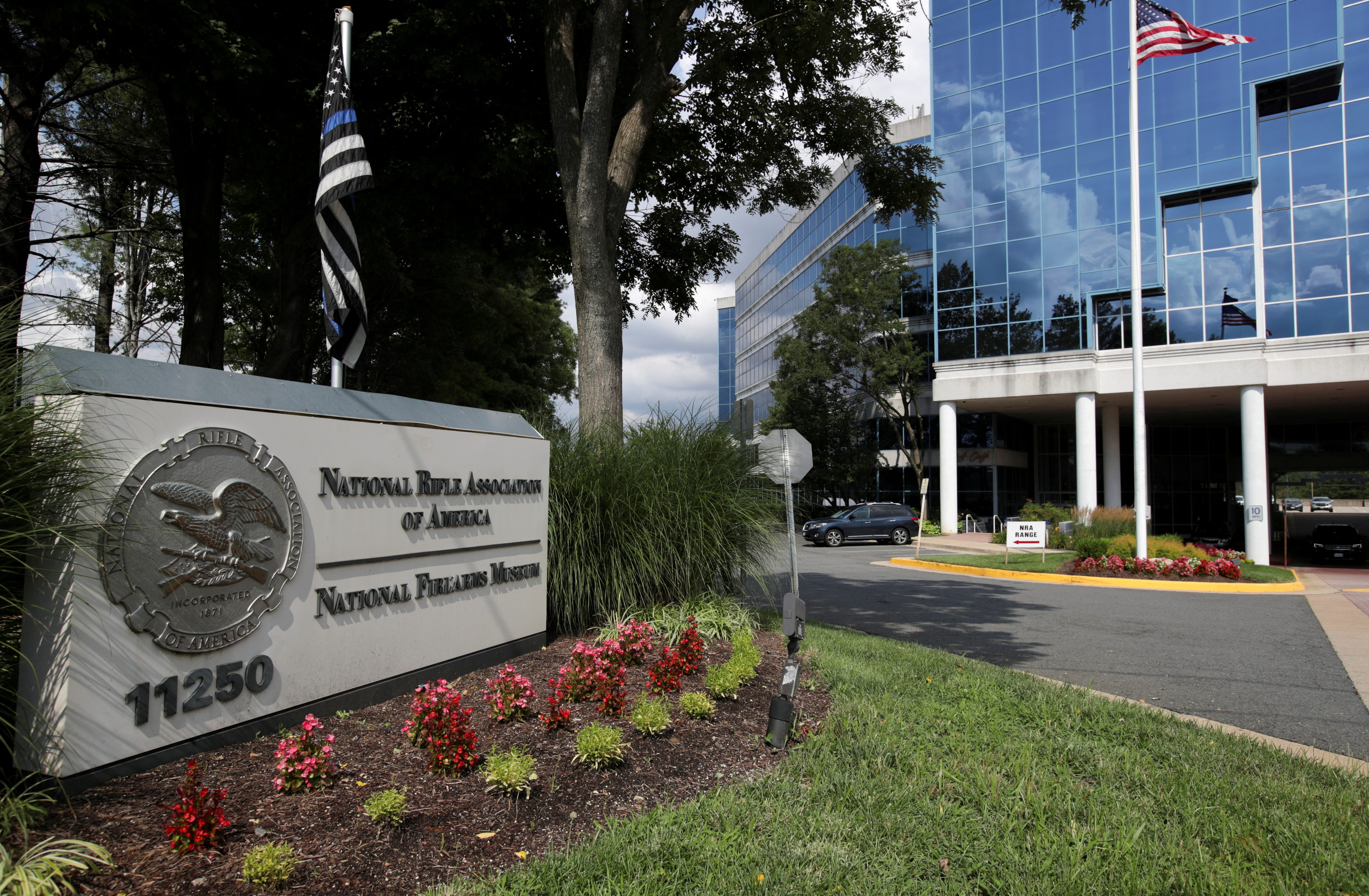 A general view shows the National Rifle Association headquarters, in Fairfax, Virginia, on August 6, 2020.
