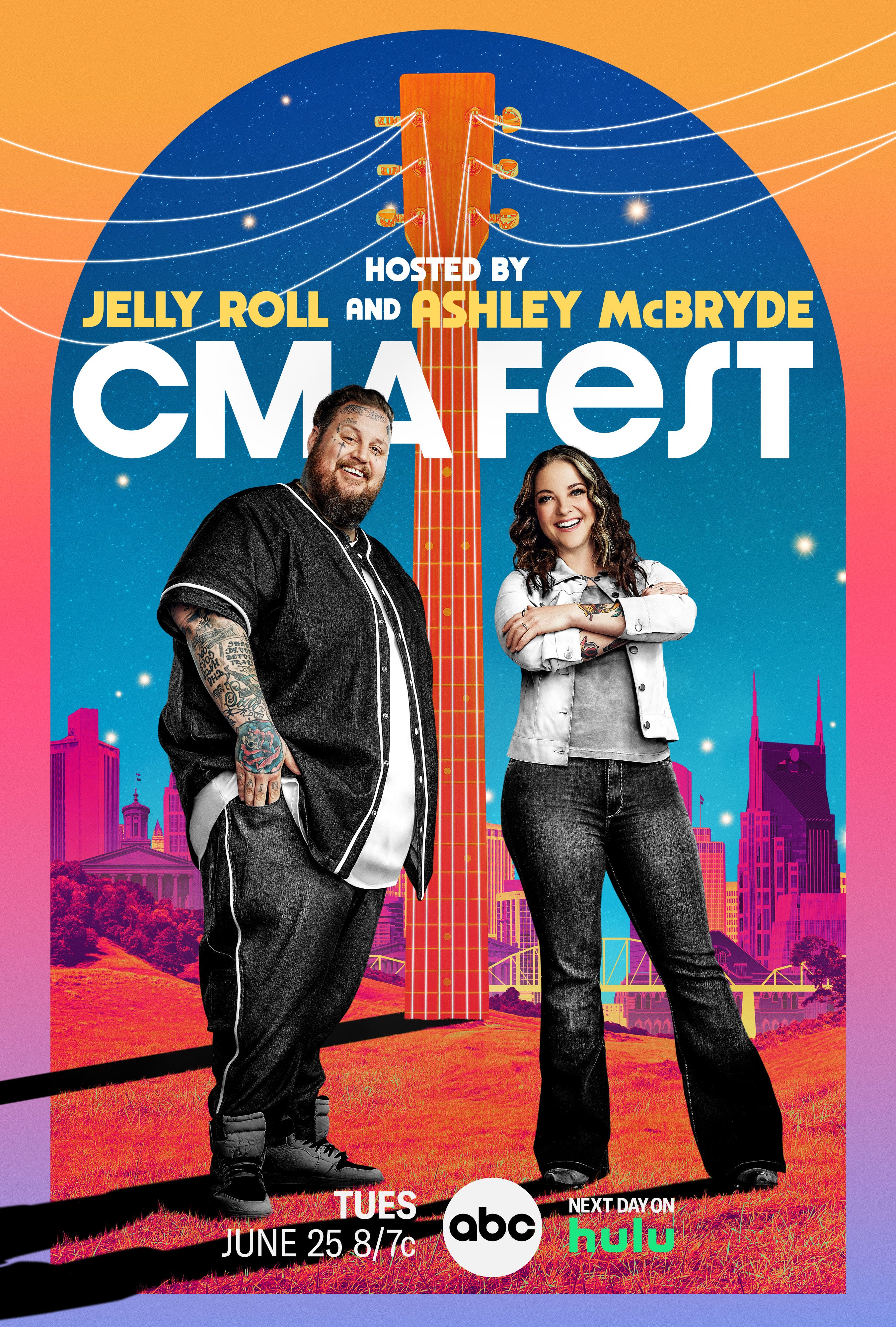 The Country Music Association's ABC-broadcasted CMA Fest event TV program will be co-hosted in 2024 by Jelly Roll and Ashley McBryde