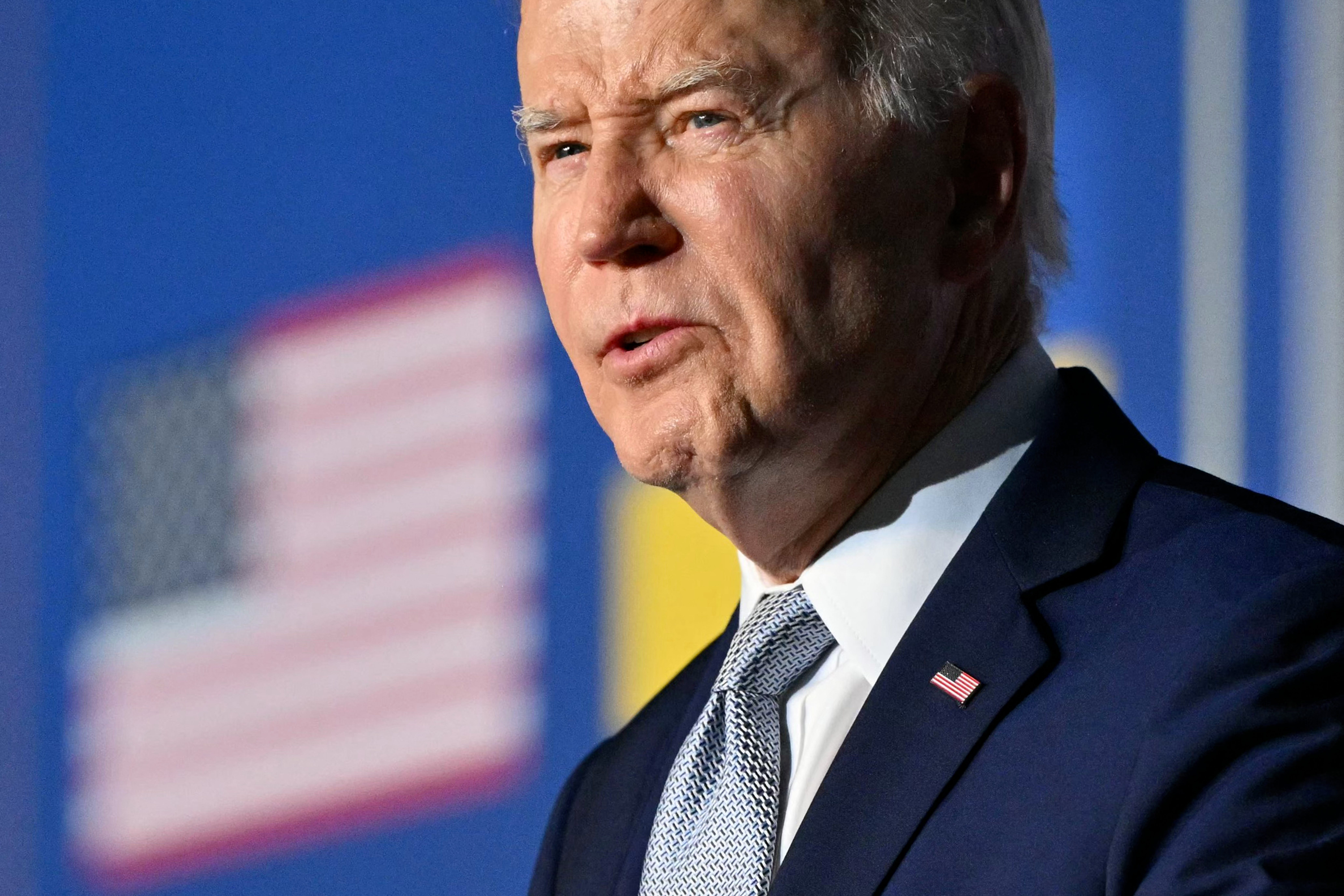 President Joe Biden speaks during a press conference with Ukrainian President Volodymyr Zelensky at the Masseria San Domenico on the sidelines of the G7 Summit hosted by Italy in Apulia region, on June 13, 2024 in Savelletri.