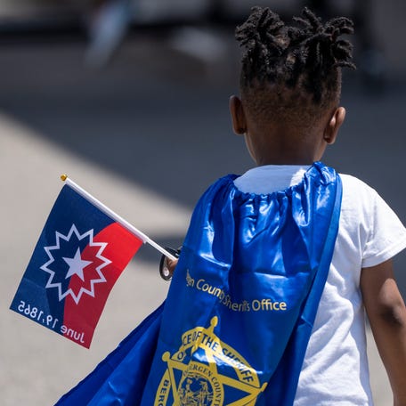 Jun 15, 2024; Leonia, NJ; Shamair, 4, is shown during the Bergen County NAACP Juneteenth celebration at Overpeck County Park on Saturday.