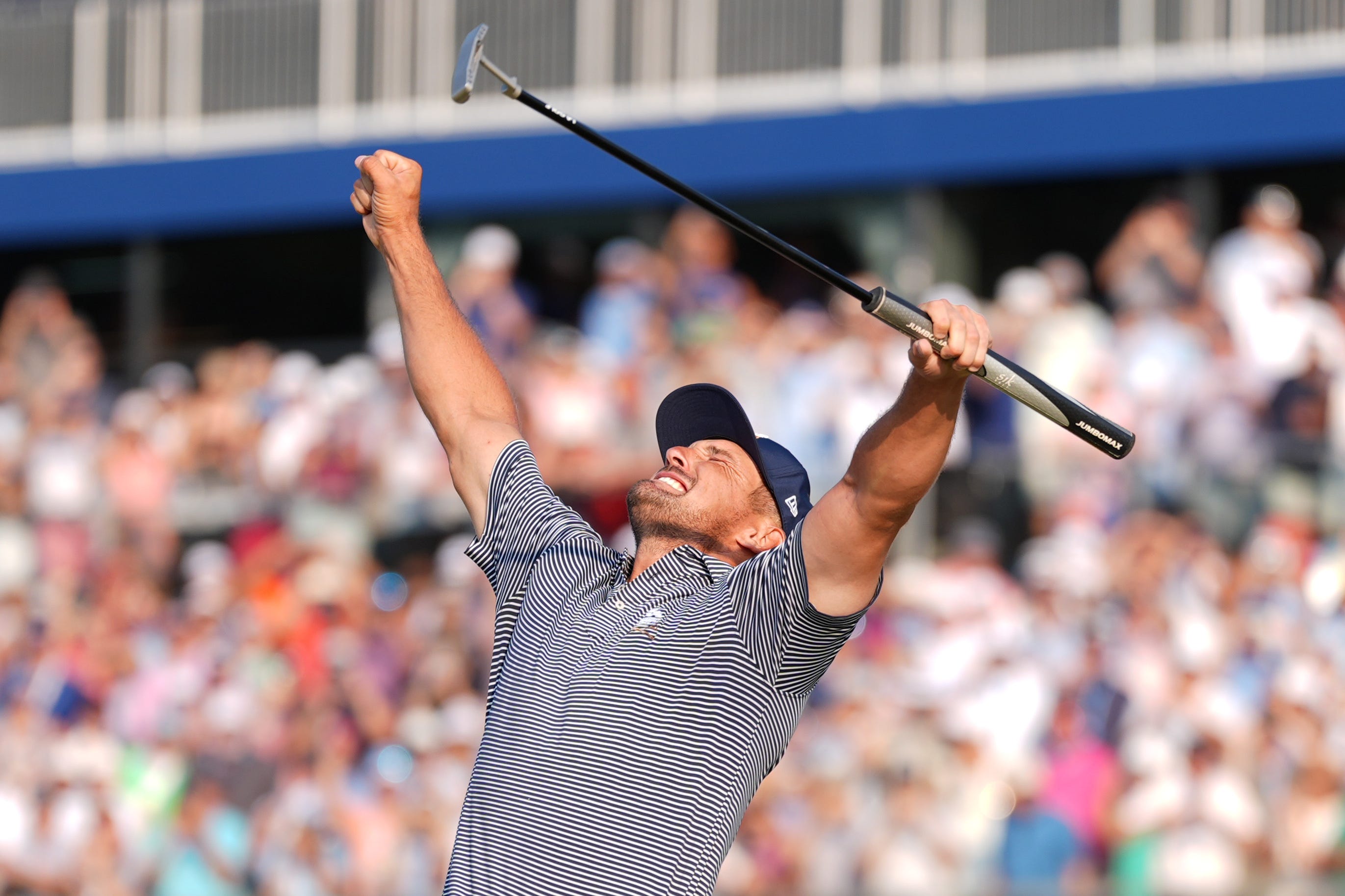 June 16: Bryson DeChambeau celebrates after making the winning putt on the 18th green to win the U.S. Open in Pinehurst, North Carolina.