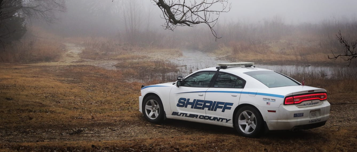 A parked Butler County Sheriff's Office patrol vehicle. The agency arrested Trevor Bady, 21, now charged with murder in the death of Ahliana Dicke, 15. Her body was found in a bedroom of her home in Lowell, Massachusetts.