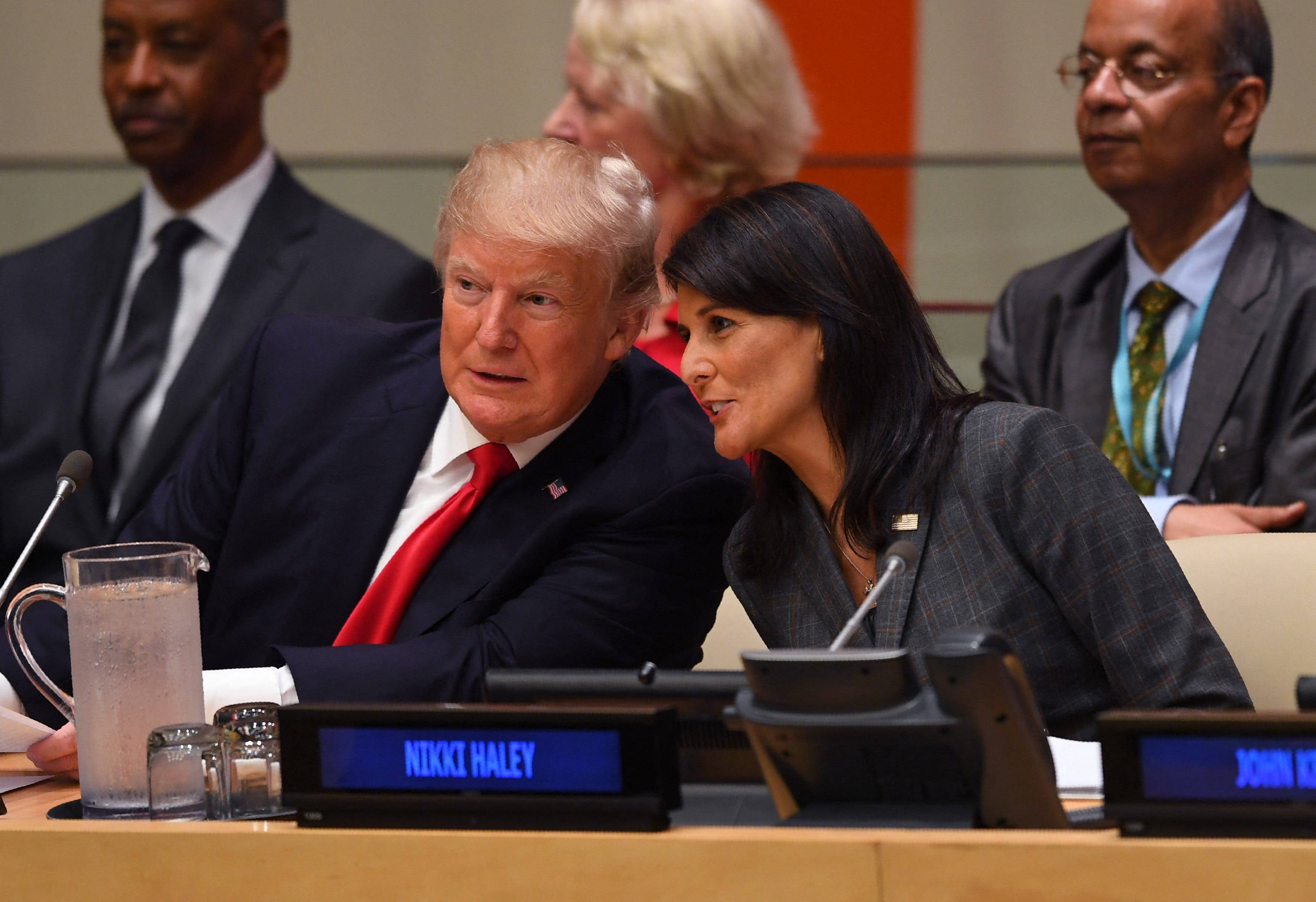 President Donald Trump and his ambassador to the United Nations, former South Carolina Gov. Nikki Haley, at the U.N. headquarters in New York City in 2017.