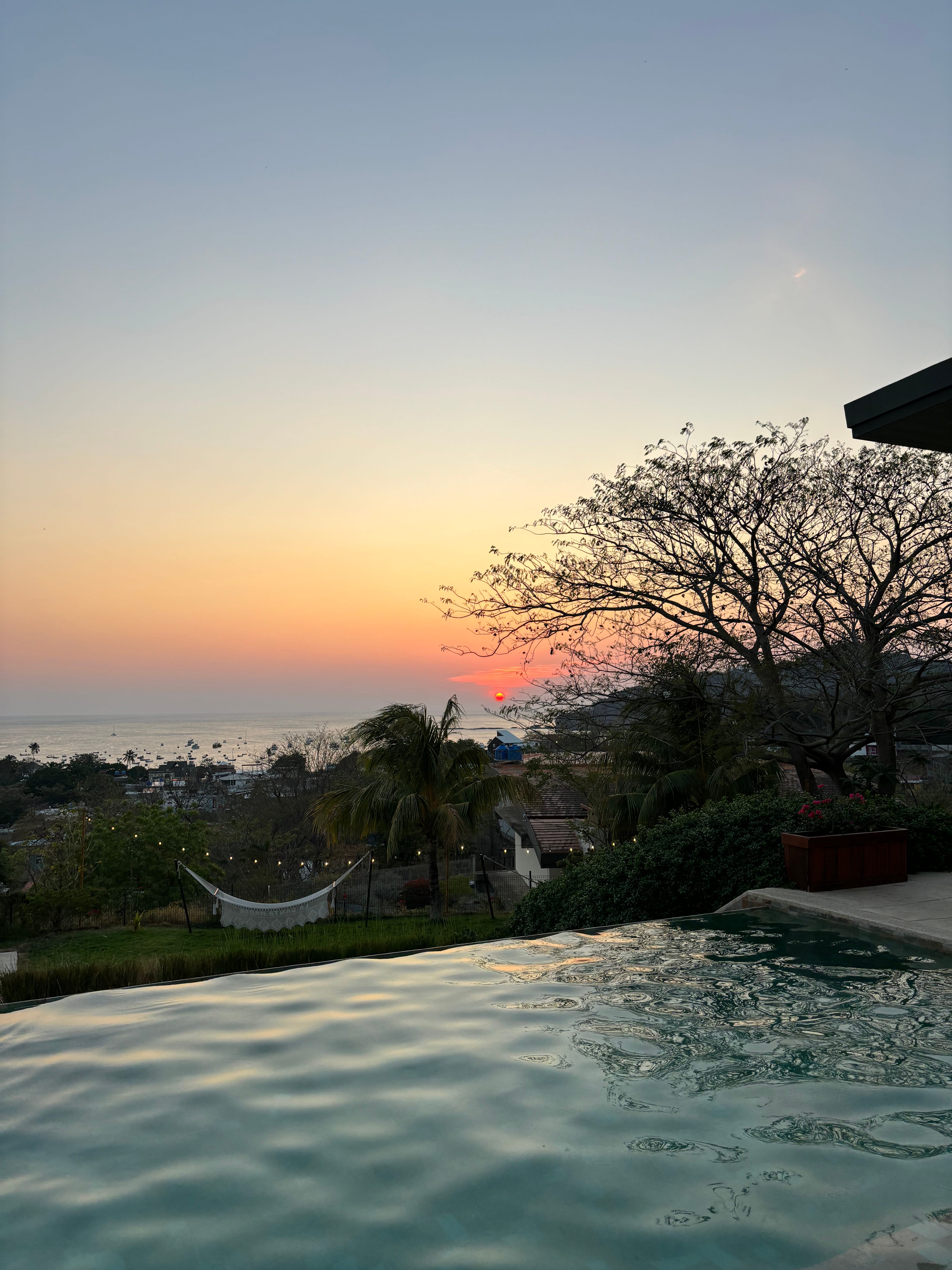 The infinity pool offers the best vantage point to view the sunset.