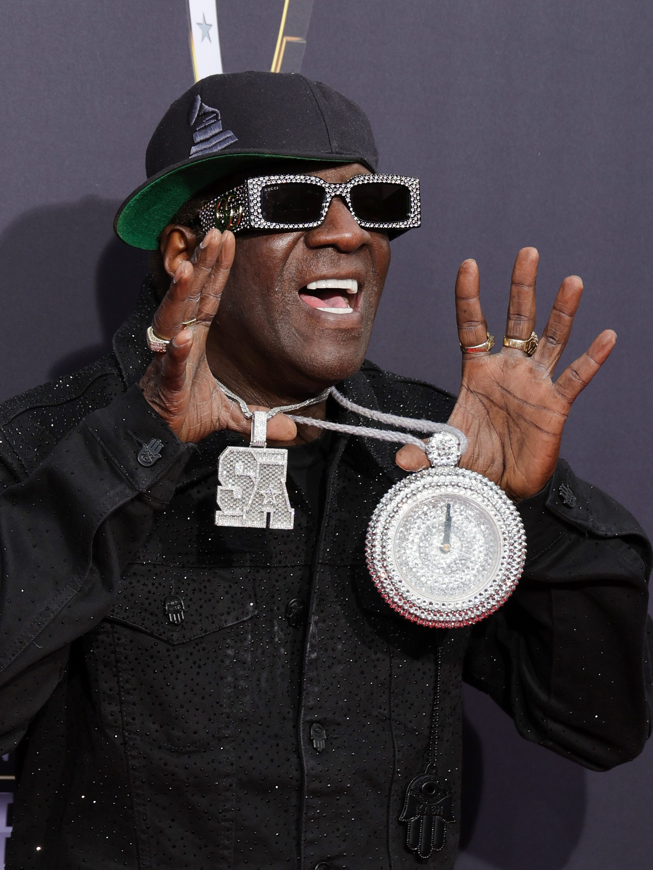 LAS VEGAS, NEVADA - FEBRUARY 08: Flavor Flav attends the 13th annual NFL Honors at Resorts World Theatre on February 08, 2024 in Las Vegas, Nevada. (Photo by Ethan Miller/Getty Images)