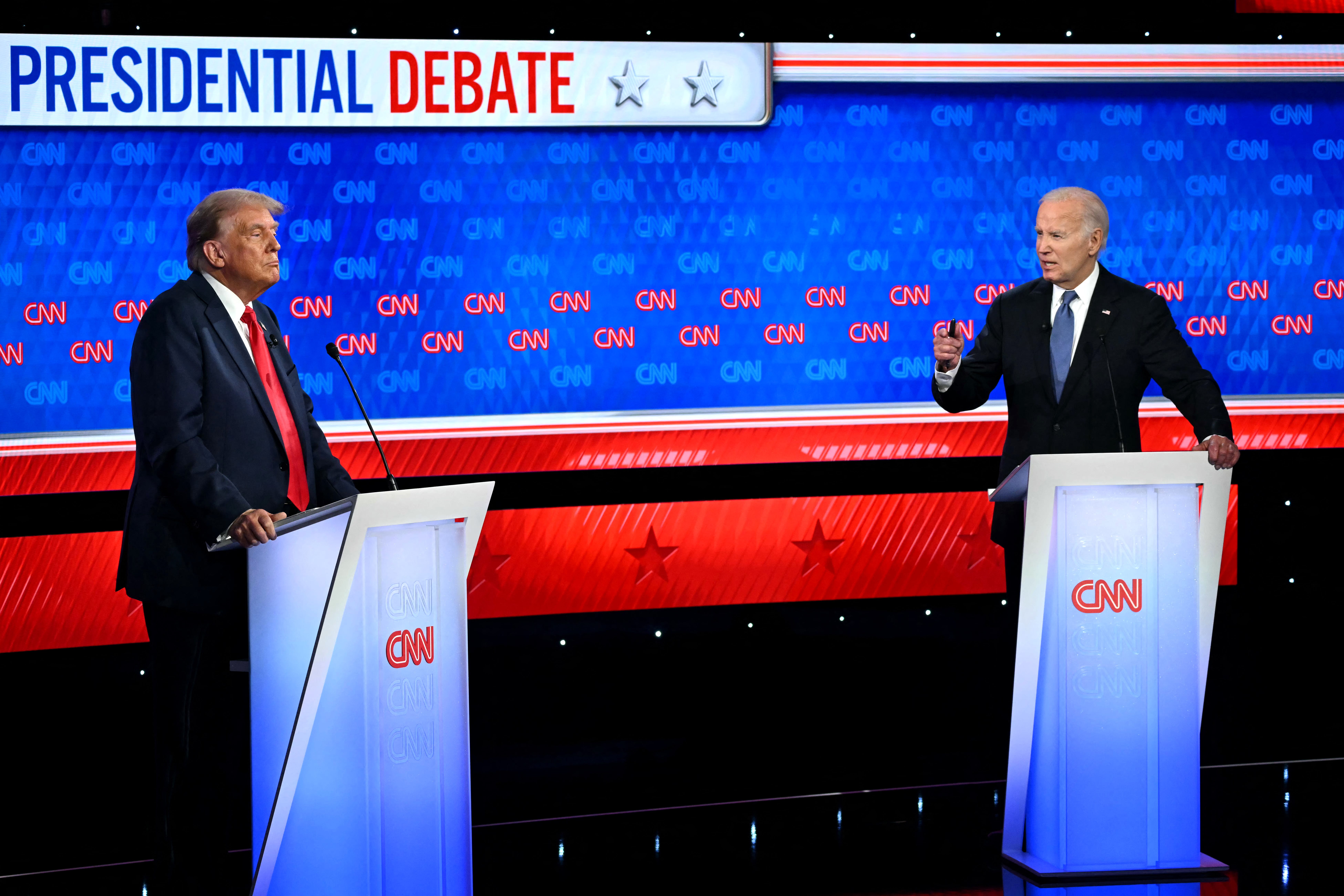 Former President Donald Trump debates President Joe Biden on June 27, 2024, in Atlanta.