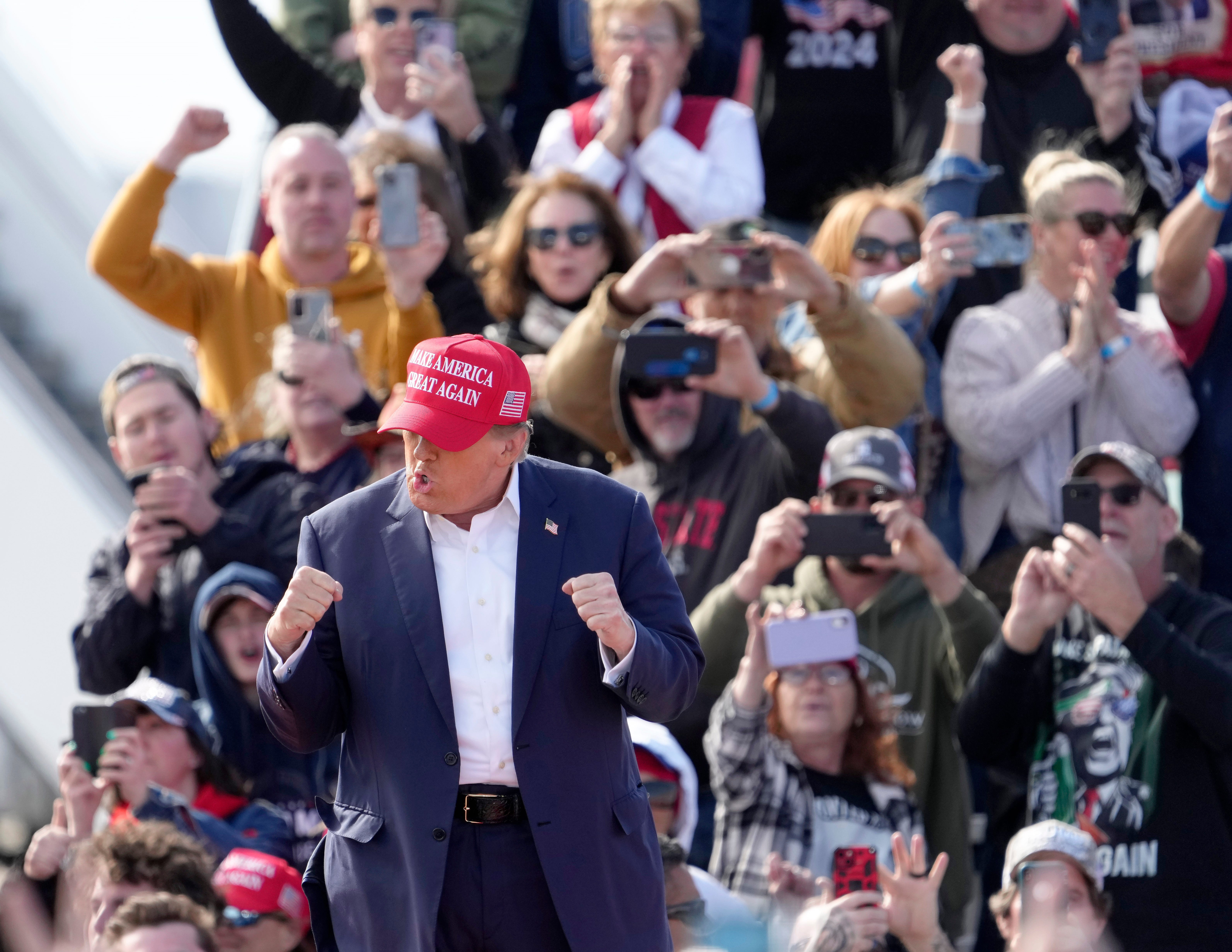 Former President Donald Trump campaigns for reelection in Dayton, Ohio, in 2024.