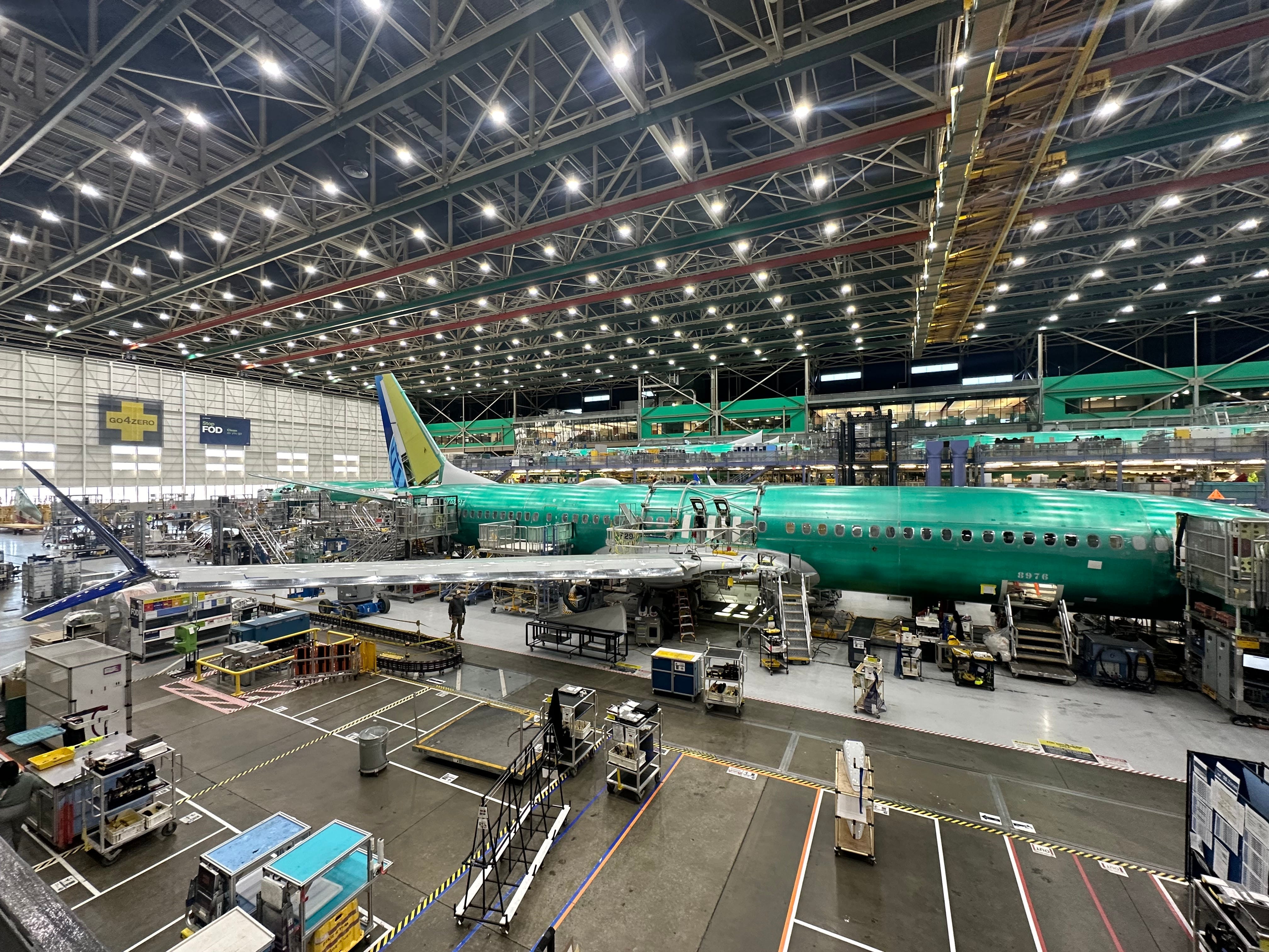 A Boeing 737 Max is pictured during production in Renton, Washington.
