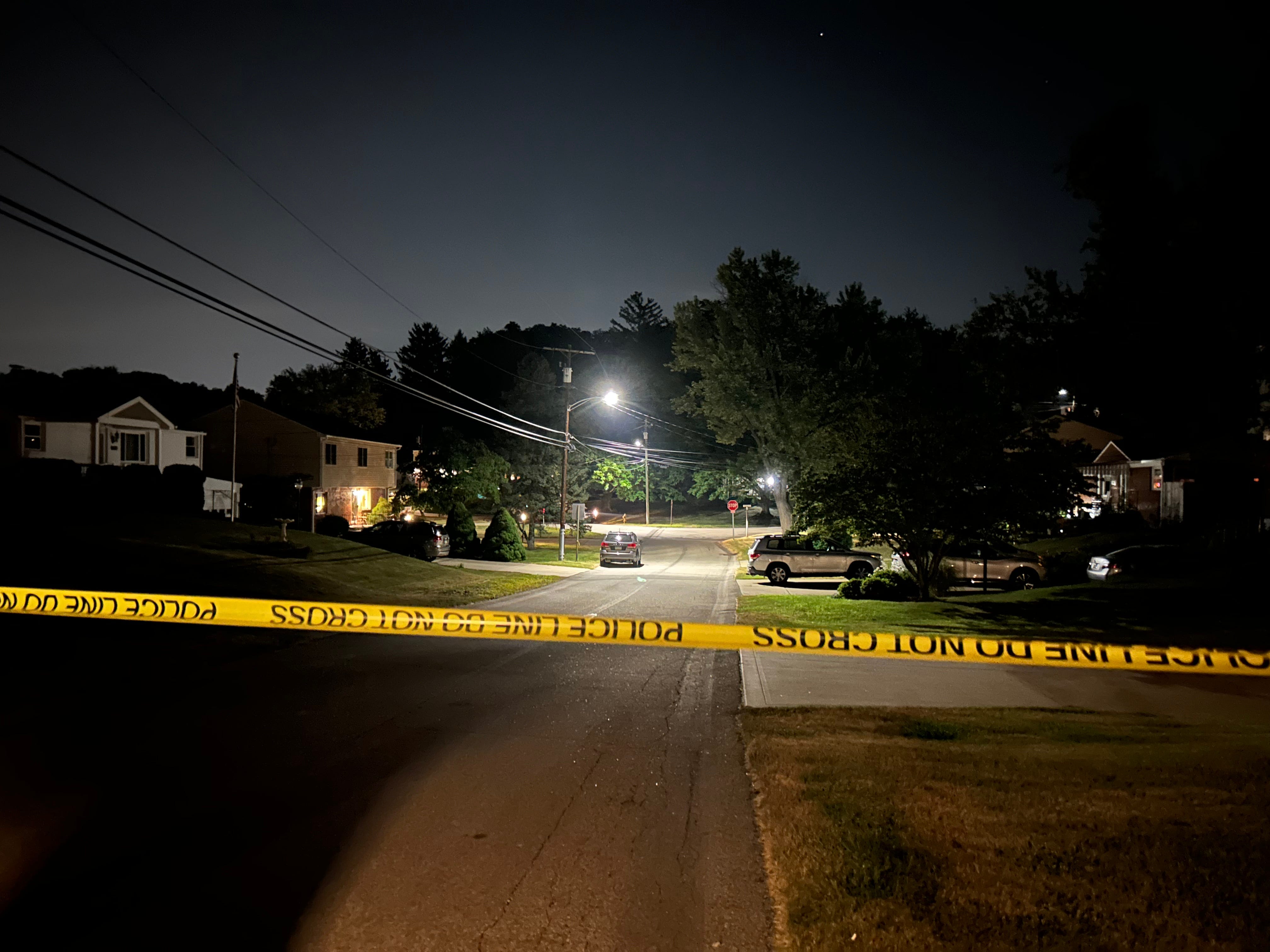 Police tape blocks access to the street from what is believed to be the home of Thomas Matthew Crooks in Bethel Park, PA. The FBI has identified Crooks as the man who shot former President Donald Trump at a Pennsylvania rally on July 13.
