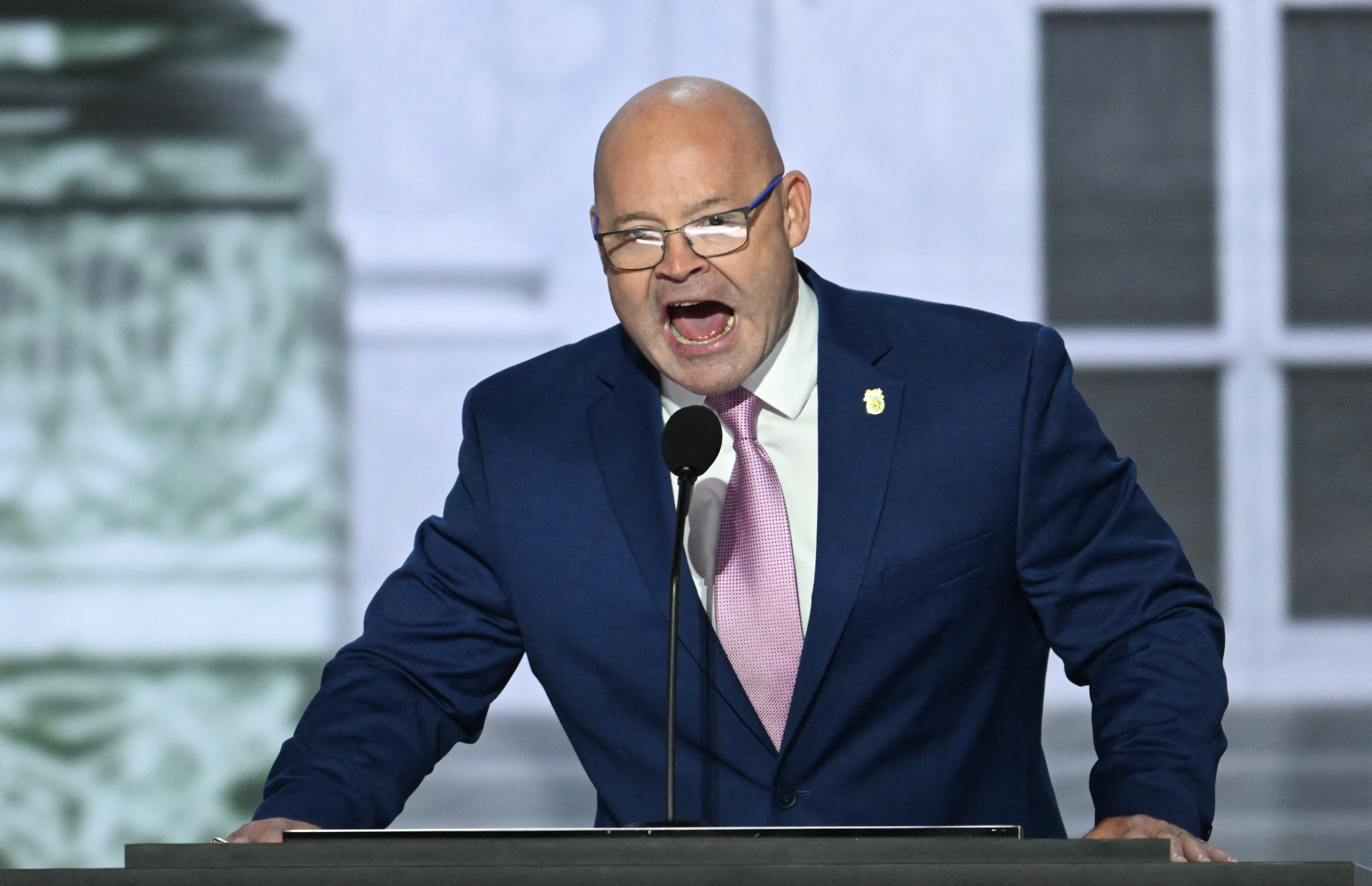 General President of the International Brotherhood of Teamsters Sean O'Brien speaks during the first day of the 2024 Republican National Convention at the Fiserv Forum in Milwaukee, Wisconsin, July 15, 2024. Days after he survived an assassination attempt Donald Trump won formal nomination as the Republican presidential candidate and picked right-wing loyalist J.D. Vance for running mate, kicking off a triumphalist party convention in the wake of last weekend's failed   assassination attempt. (Photo by ANDREW CABALLERO-REYNOLDS / AFP) (Photo by ANDREW CABALLERO-REYNOLDS/AFP via Getty Images)