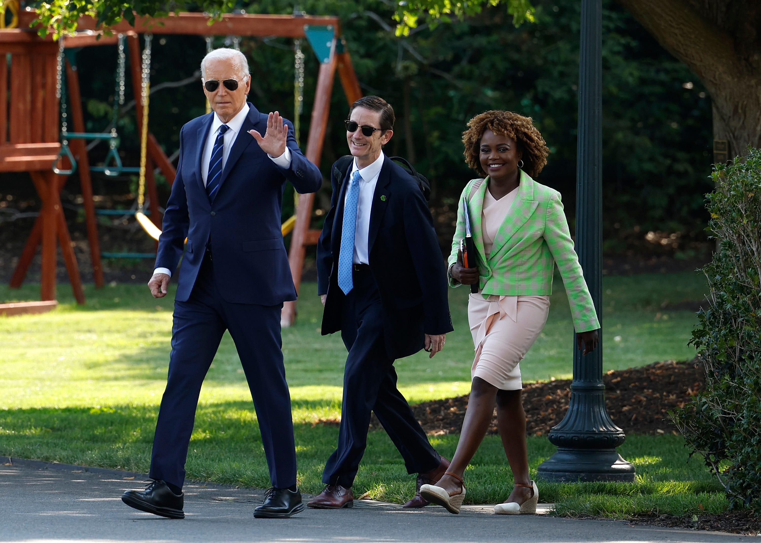 President Joe Biden departs the White House on July 15, 2024 in Washington, DC. Biden is traveling to Las Vegas, Nevada to deliver remarks at the NAACP National Convention and the UnidosUS Annual Conference.
