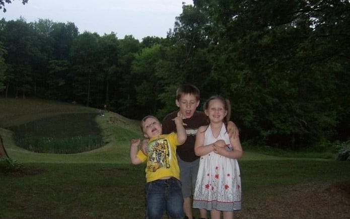 Riley Crabtree (right) with her cousin Corey Carter (middle) and her brother Aden Crabtree (left) at her papaw's house.