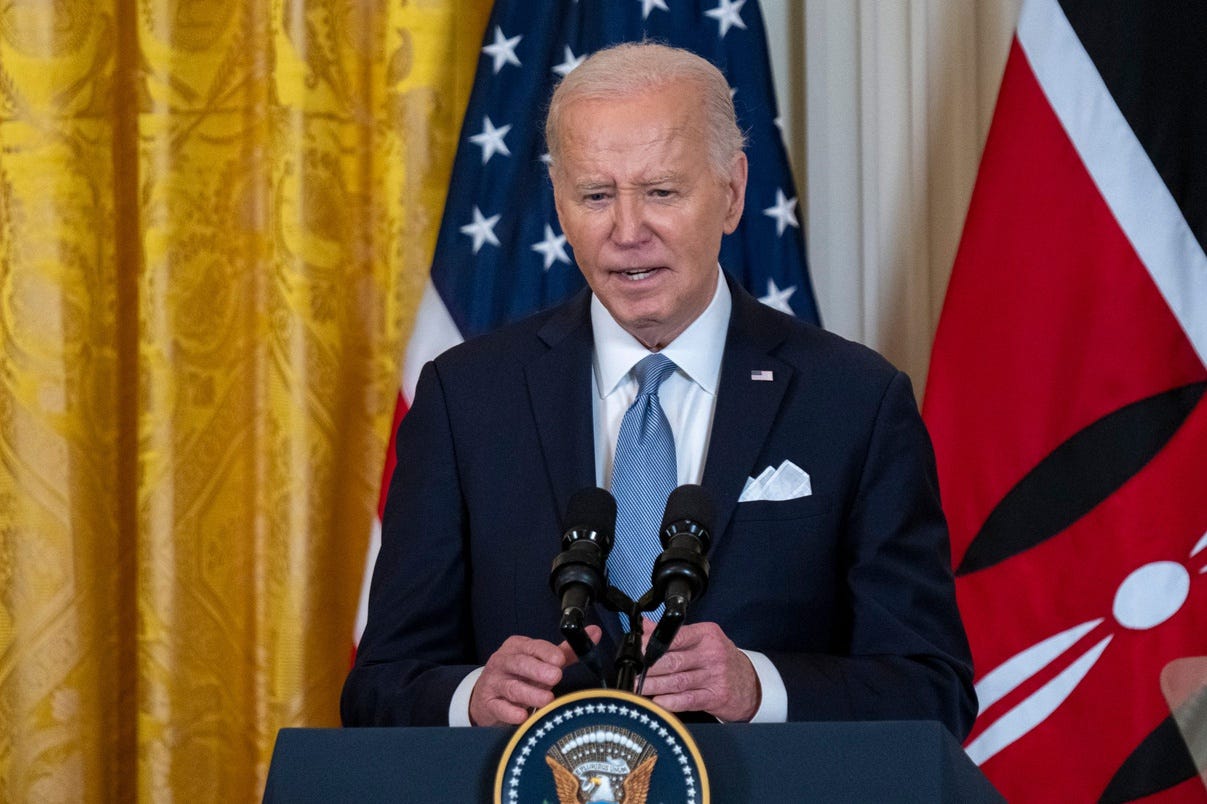 President Joe Biden at a joint press conference with and President William Ruto of the Republic of Kenya during a state visit to the U.S. on May 23, 2024 at the White House.