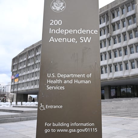The US Department of Health and Human Services building is seen in Washington, DC, in February 2, 2024. (Photo by Brendan SMIALOWSKI / AFP) (Photo by BRENDAN SMIALOWSKI/AFP via Getty Images)