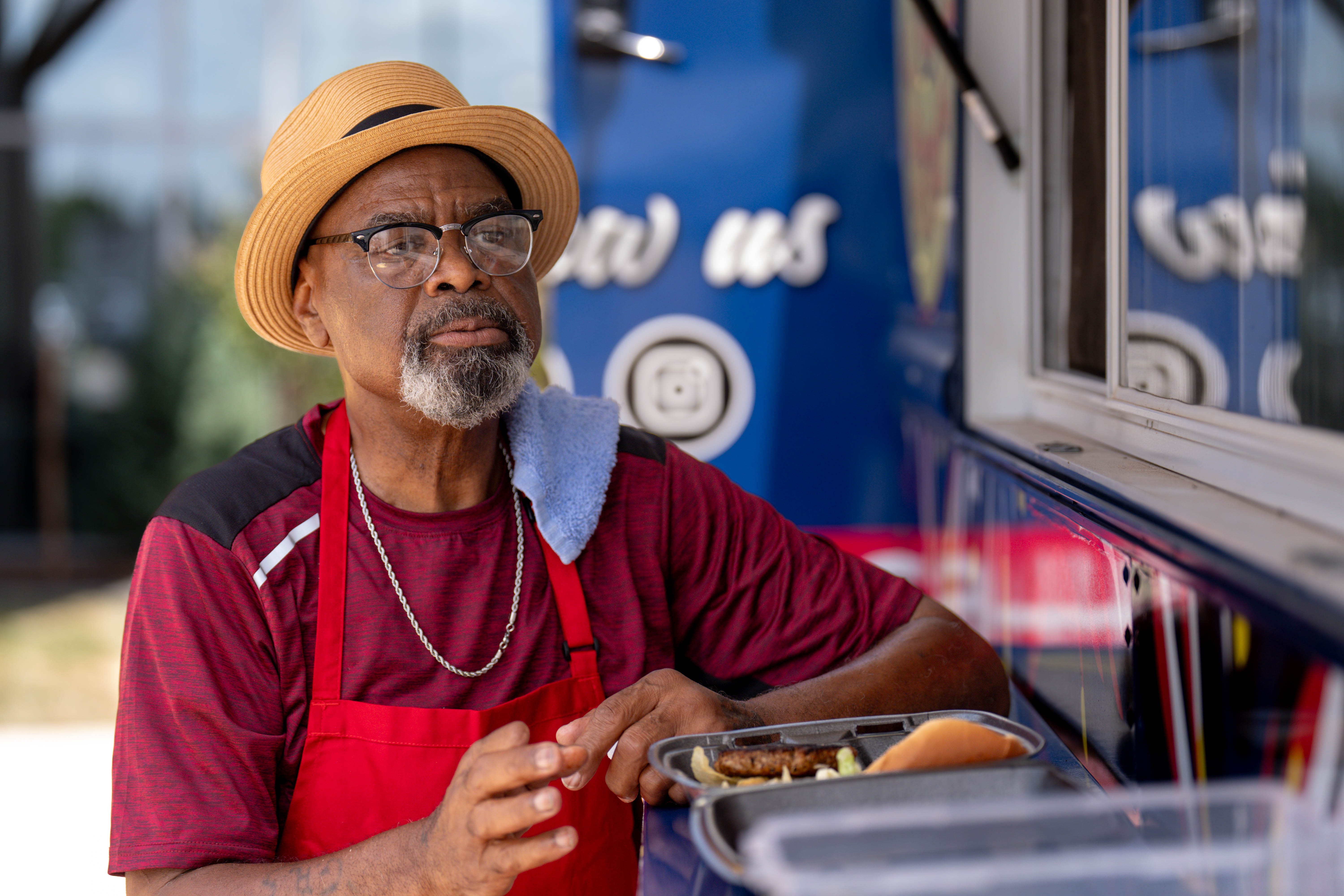 Glynn Simmons is pictured in front of his food truck Free-Man's Food Truck in Oklahoma City, on Saturday, July 27, 2024.