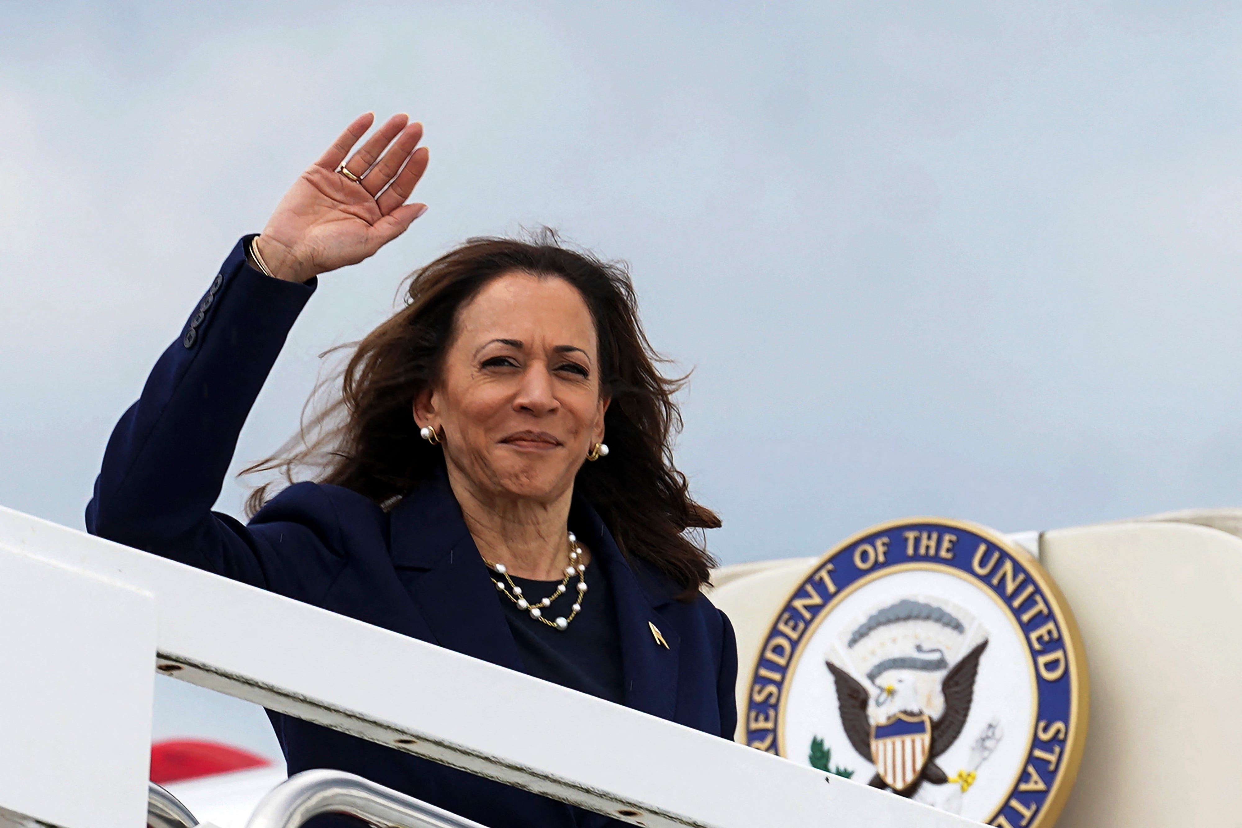 Vice President Kamala Harris, the presumptive Democratic presidential nominee, boards Air Force Two as she departs for Houston, Texas, on July 31, 2024.