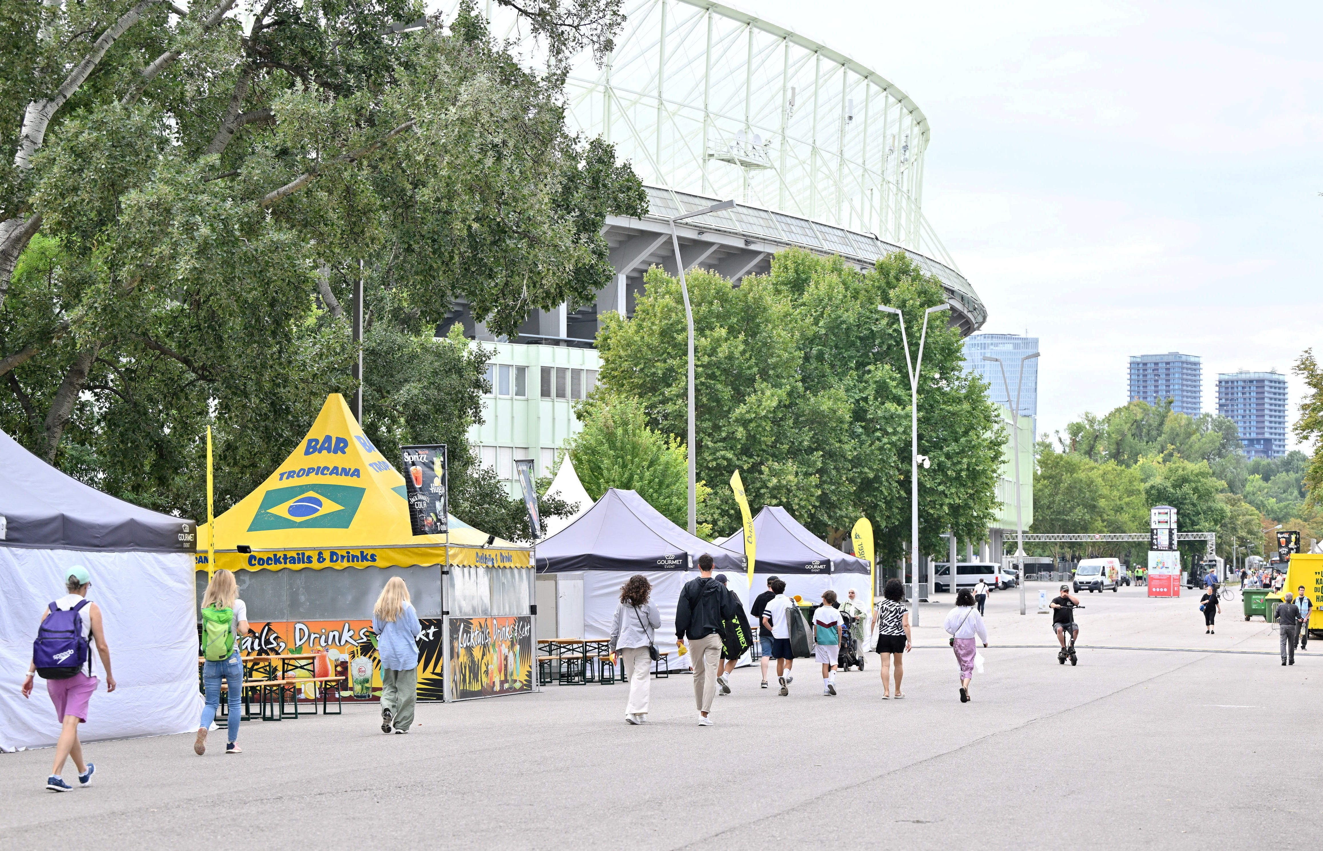 General view shows outside of Happel stadium, after Taylor Swift's three concerts this week were canceled, after the government confirmed a planned attack at the stadium in Vienna, Austria, August 8, 2024.