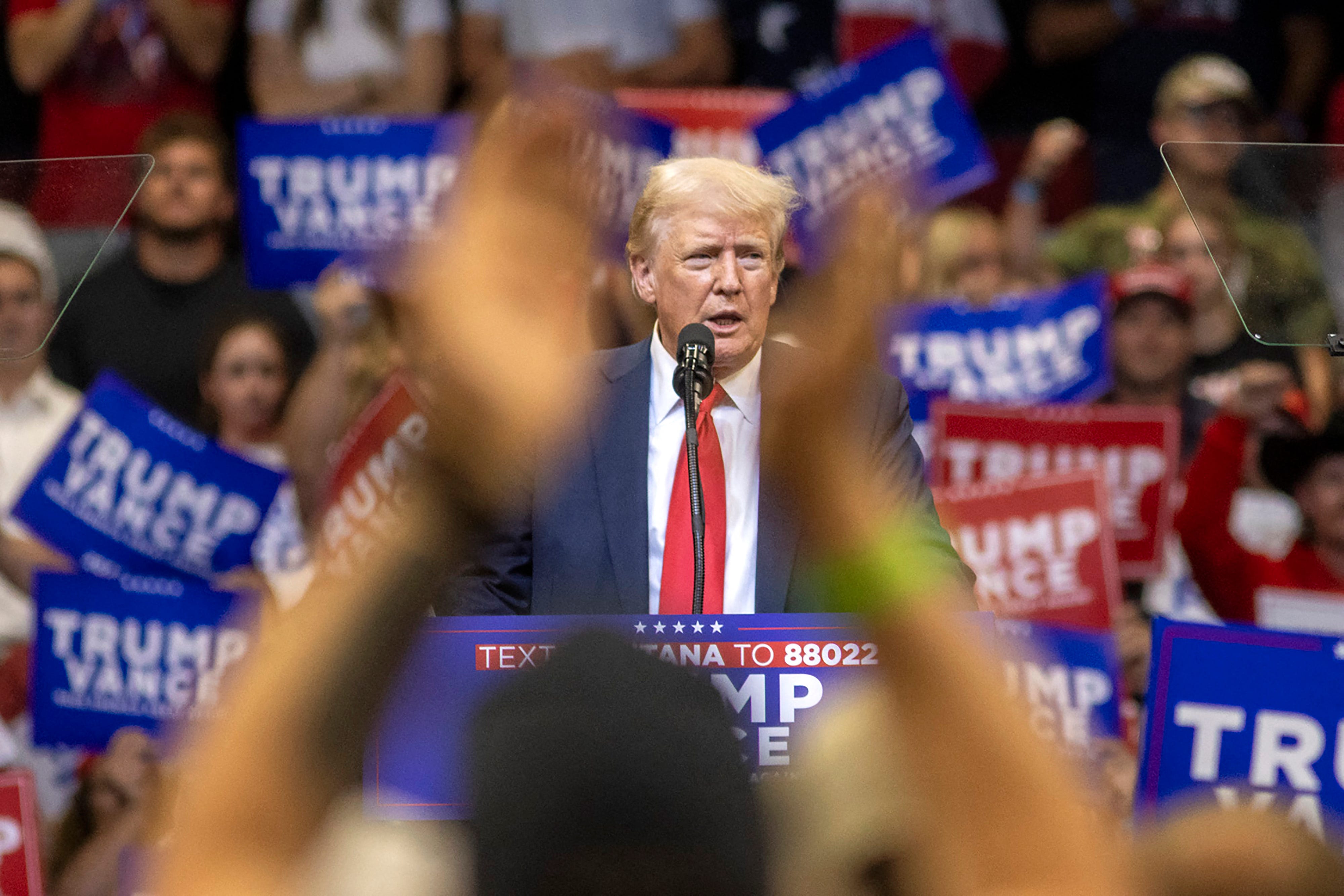 Former President Donald Trump campaigns for reelection in Bozeman, Mont., on Aug. 9, 2024.
