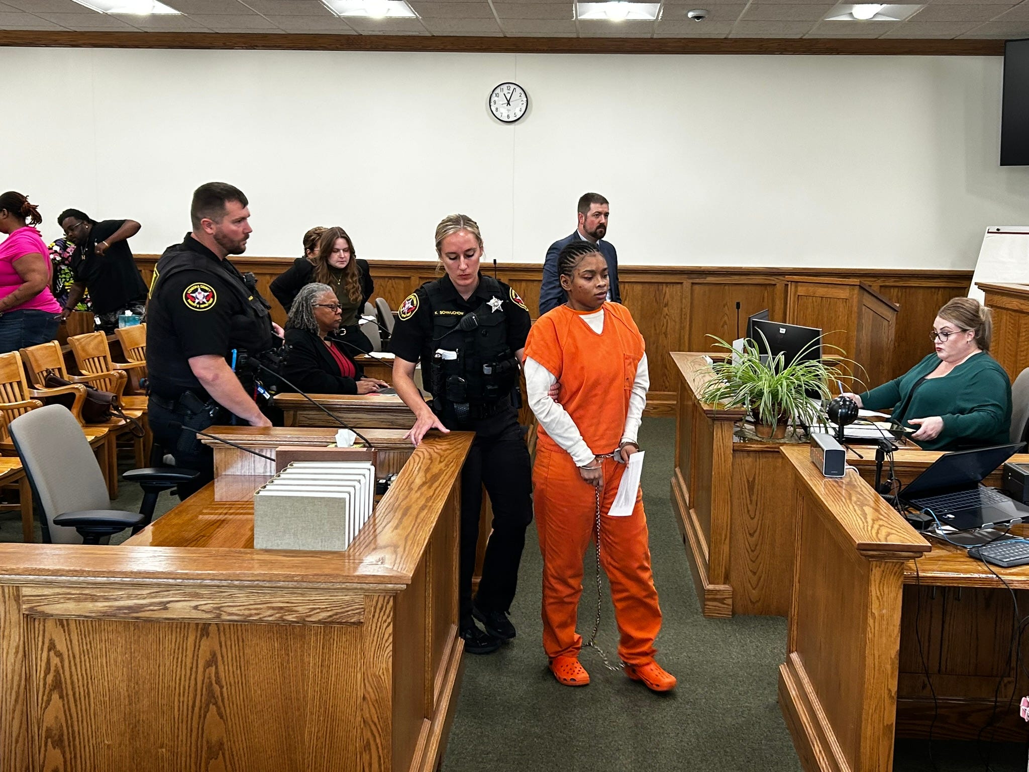 Chrystul Kizer, 24, of Milwaukee leaves the courtroom after being sentenced to 11 years in prison on Aug. 19, 2024. A Wisconsin law adopted in 2008 provides an affirmative defense for victims of human and child sex trafficking to 