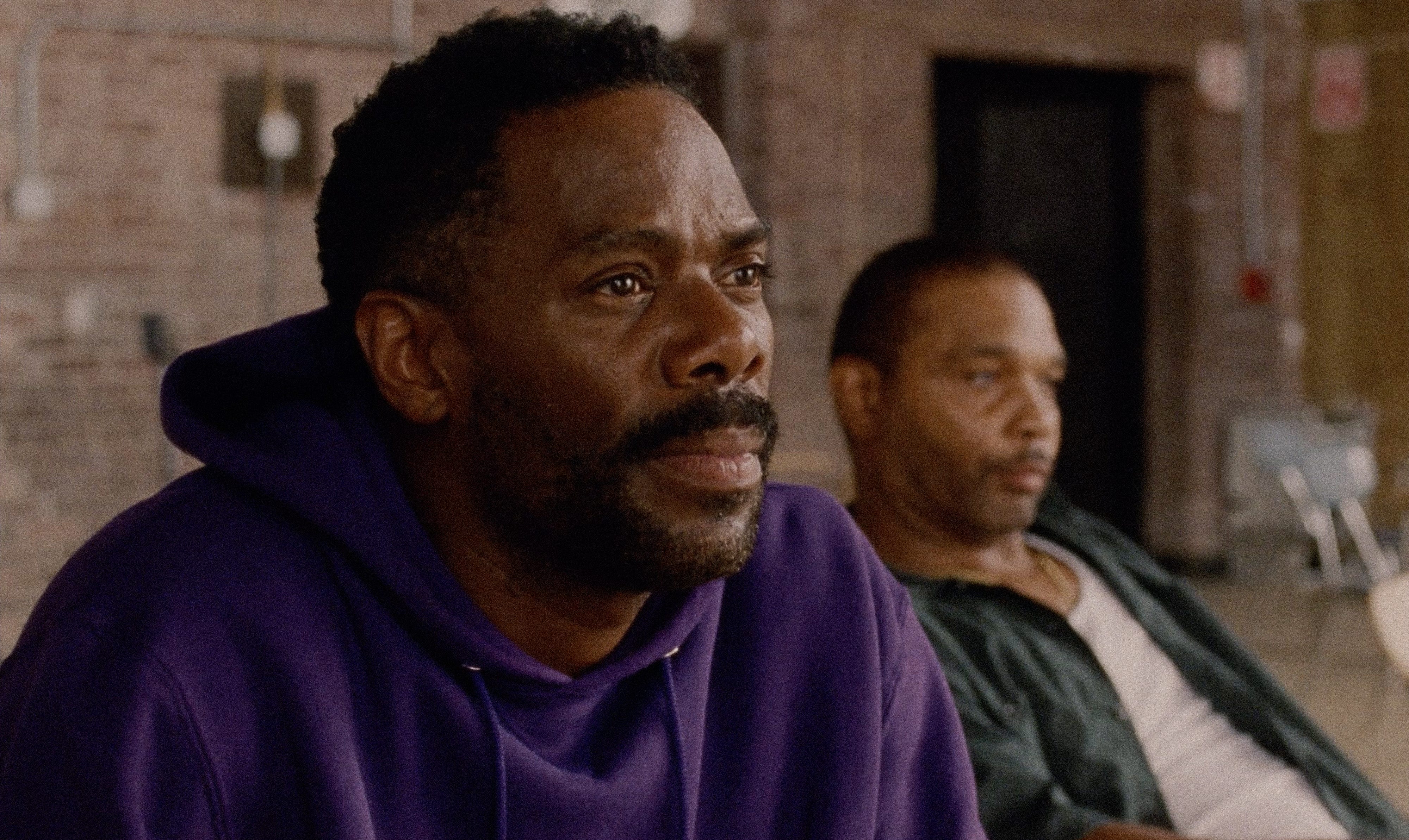 Divine G (Colman Domingo, left) brings a hardened newcomer (Clarence Maclin) into his tight-knit group of acting prisoners in "Sing Sing."