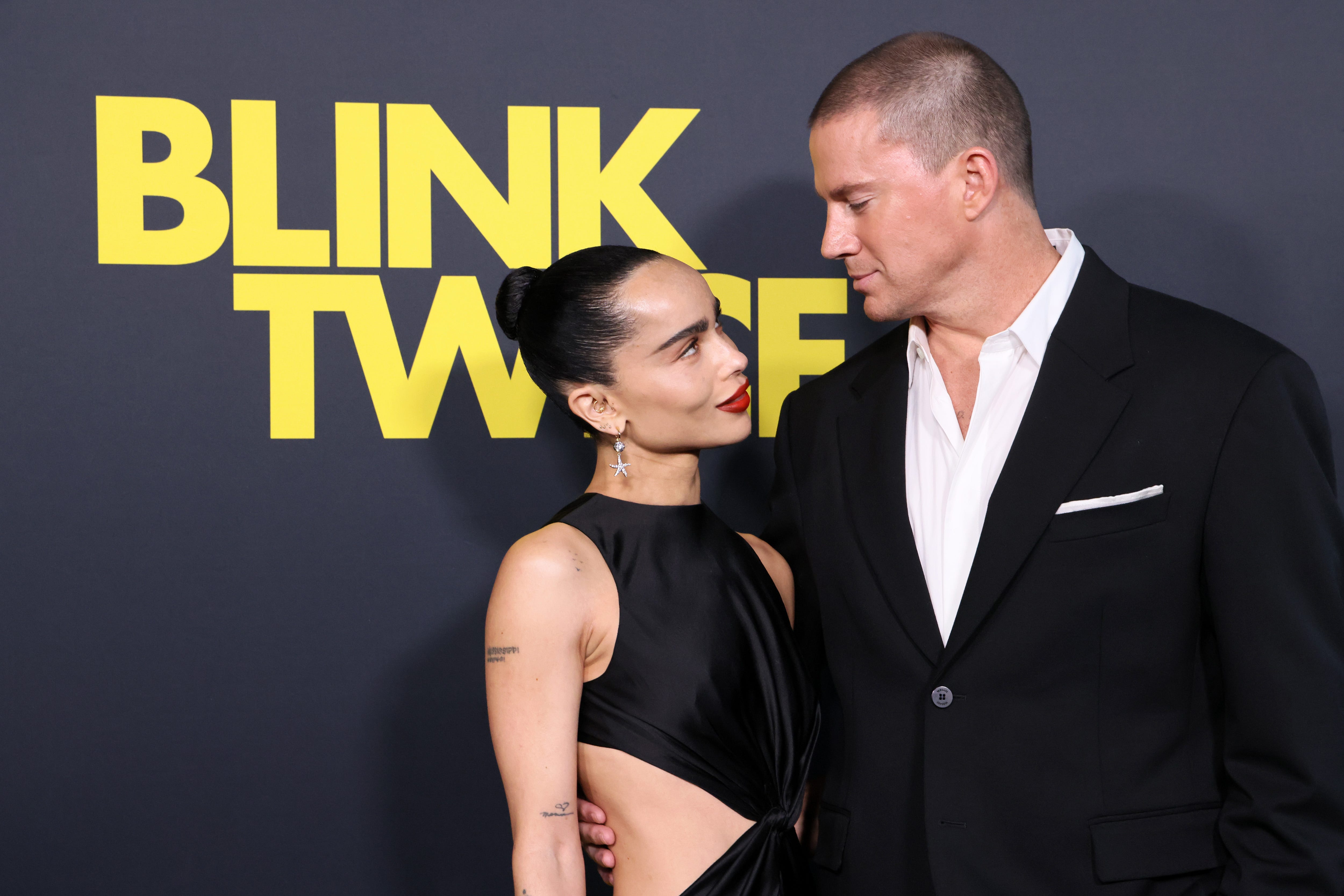 LOS ANGELES, CALIFORNIA - AUGUST 08: (L-R) Zoë Kravitz and Channing Tatum attend the Los Angeles Premiere of Amazon MGM Studios' "Blink Twice" at DGA Theater Complex on August 08, 2024 in Los Angeles, California. (Photo by Rodin Eckenroth/Getty Images) ORG XMIT: 776115266 ORIG FILE ID: 2165954284