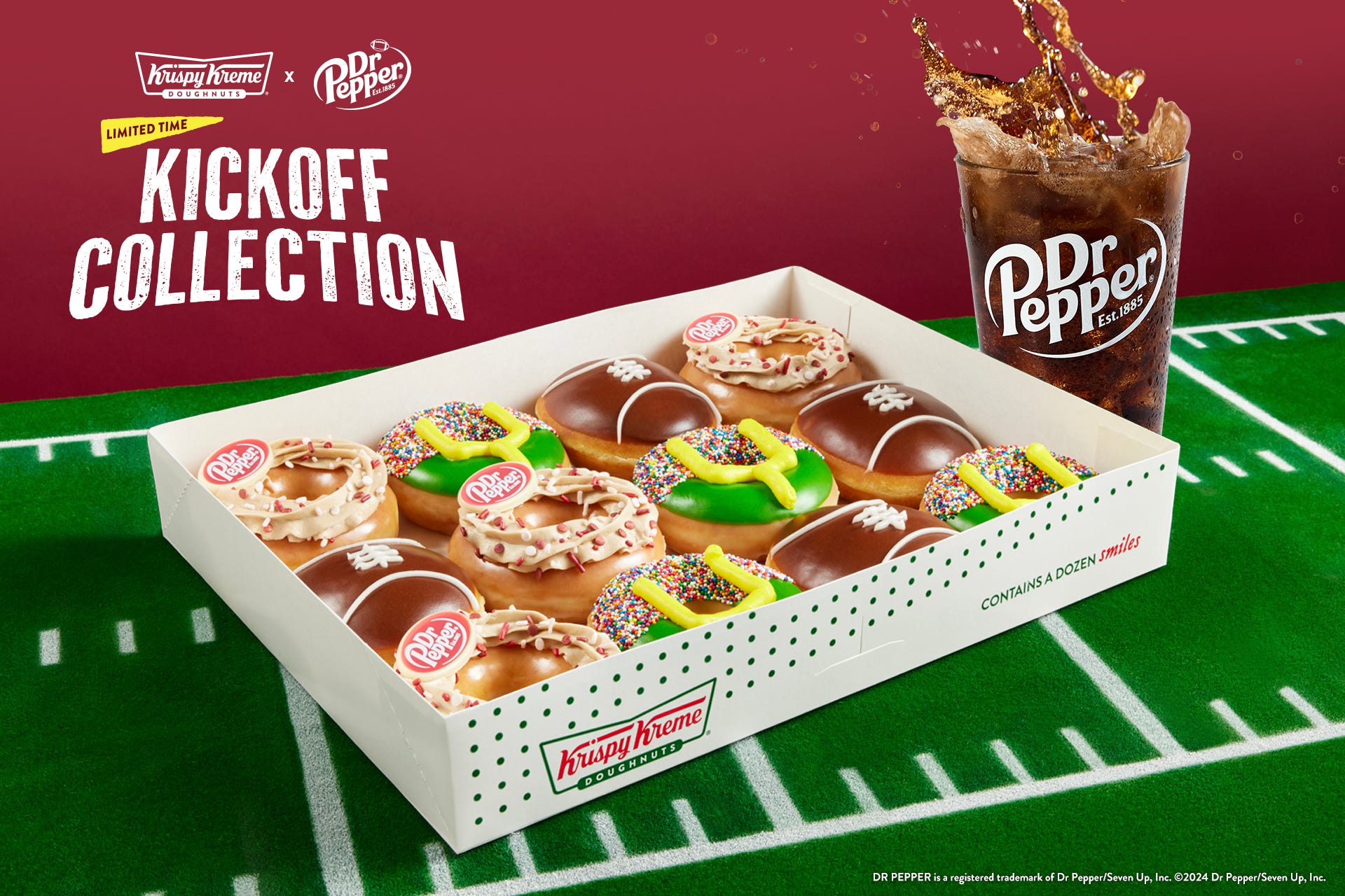 Krispy Kreme and Dr Pepper have teamed up on a new collection of doughnuts to help customers celebrate the beginning of football season.