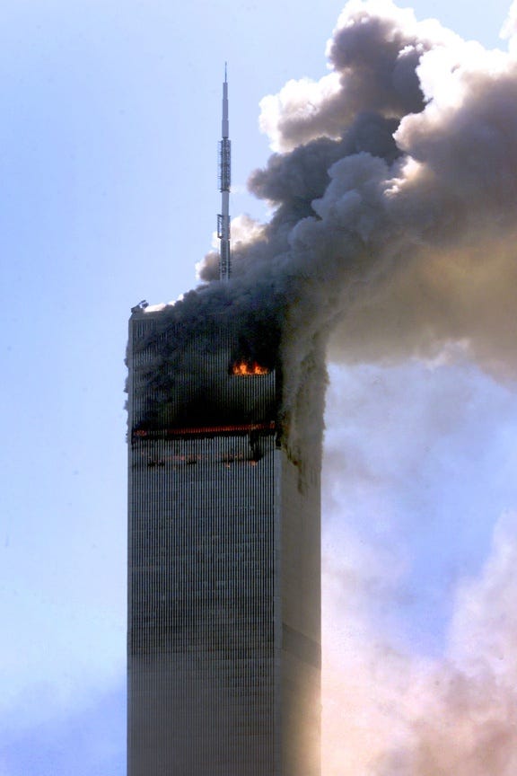 Photo taken on Sept. 11 from Exchange Place in Jersey City, just across the Hudson River from the World Trade Center.