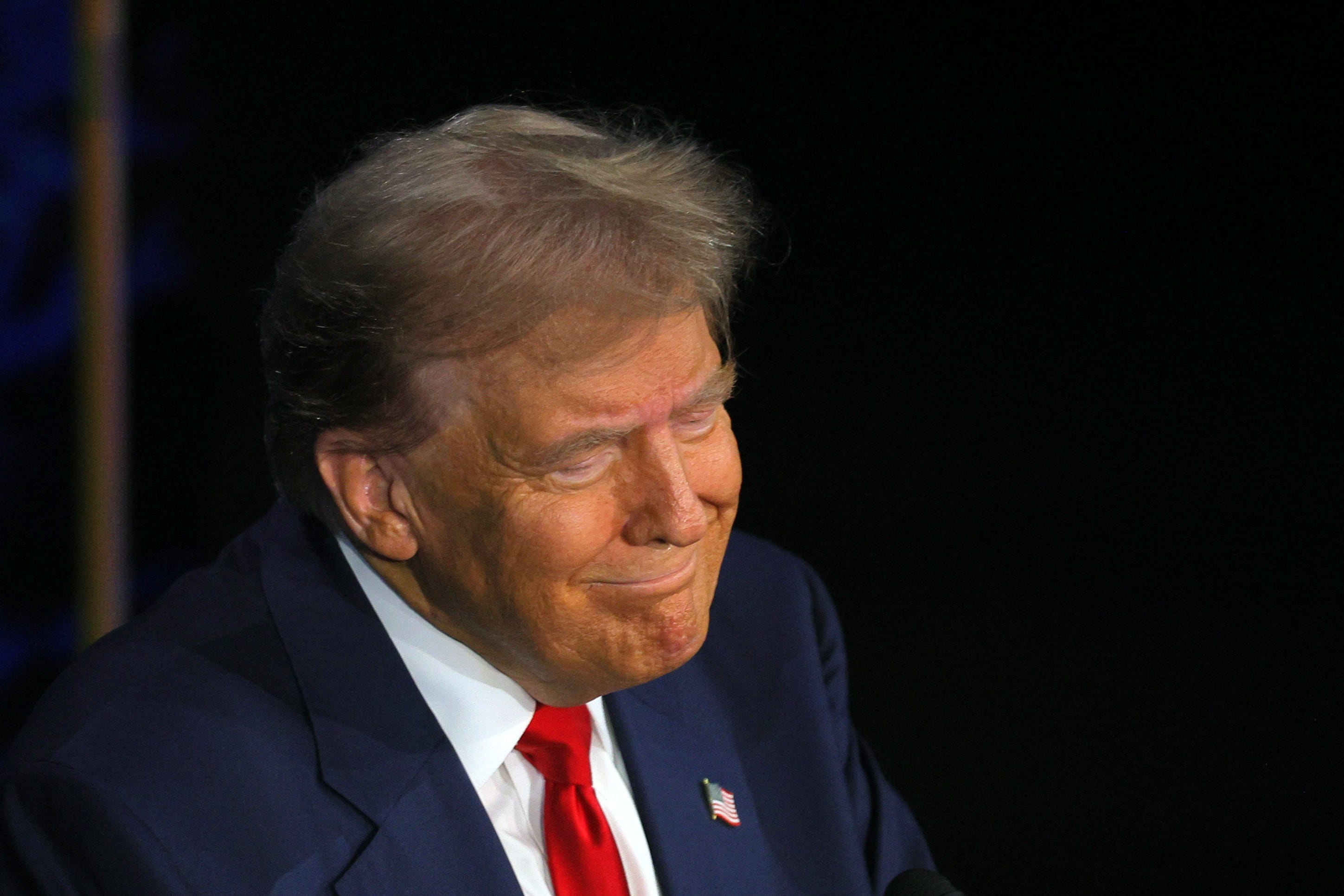 Former President Donald Trump reacts during a presidential debate with Vice President Kamala Harris in Philadelphia on Sept. 10, 2024.