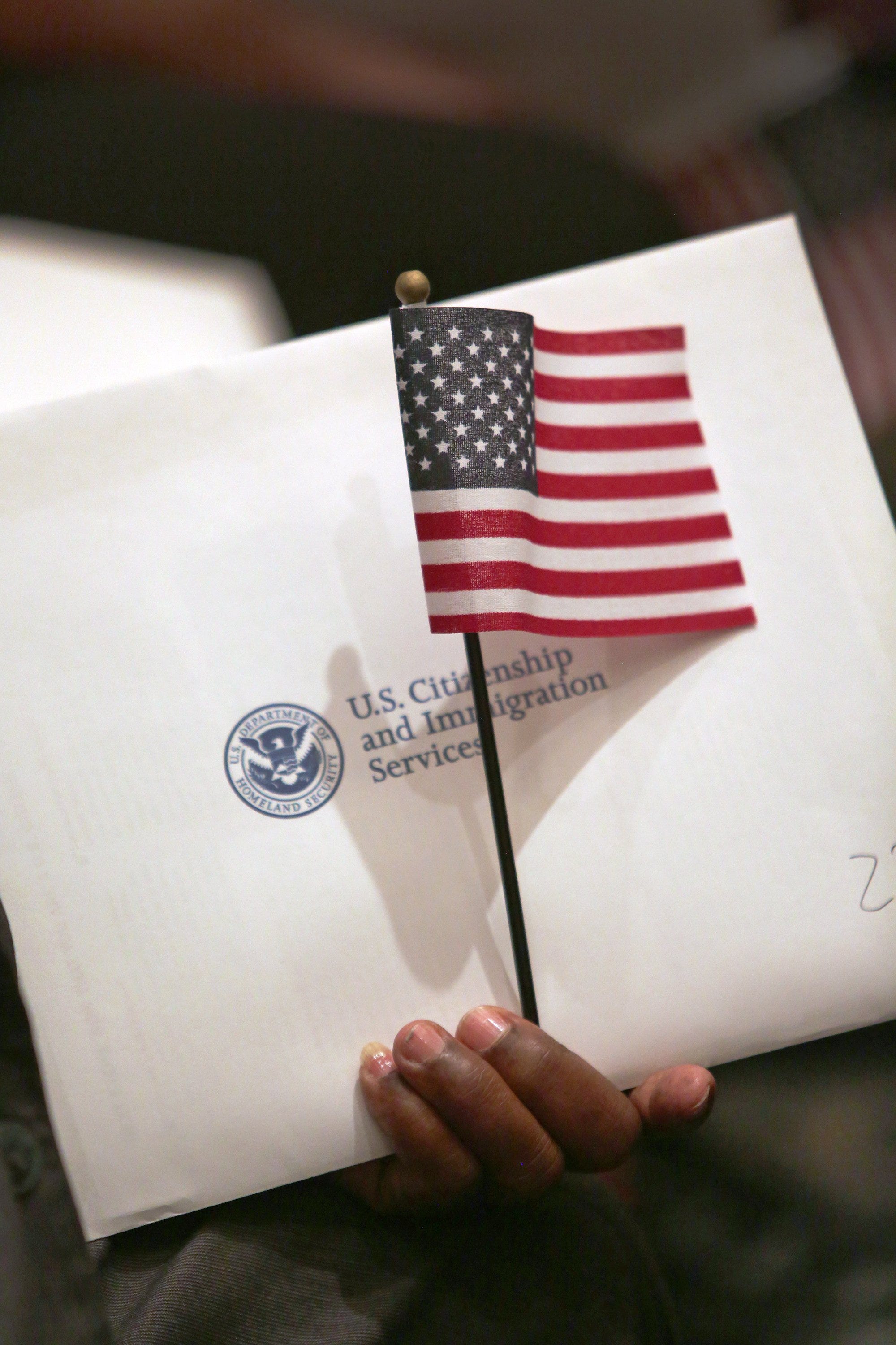 At a citizenship naturalization ceremony.