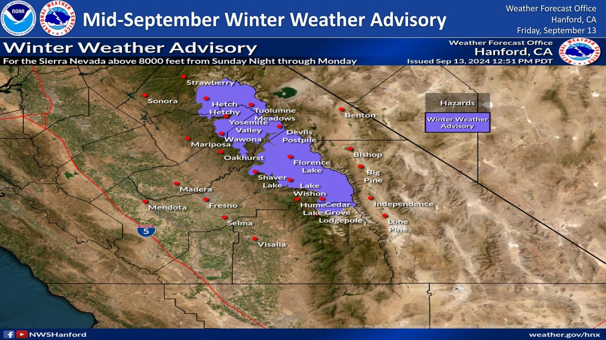 California snow advisory for Sierra Nevada is earliest in 20 years California snow advisory for Sierra Nevada is earliest in 20 years