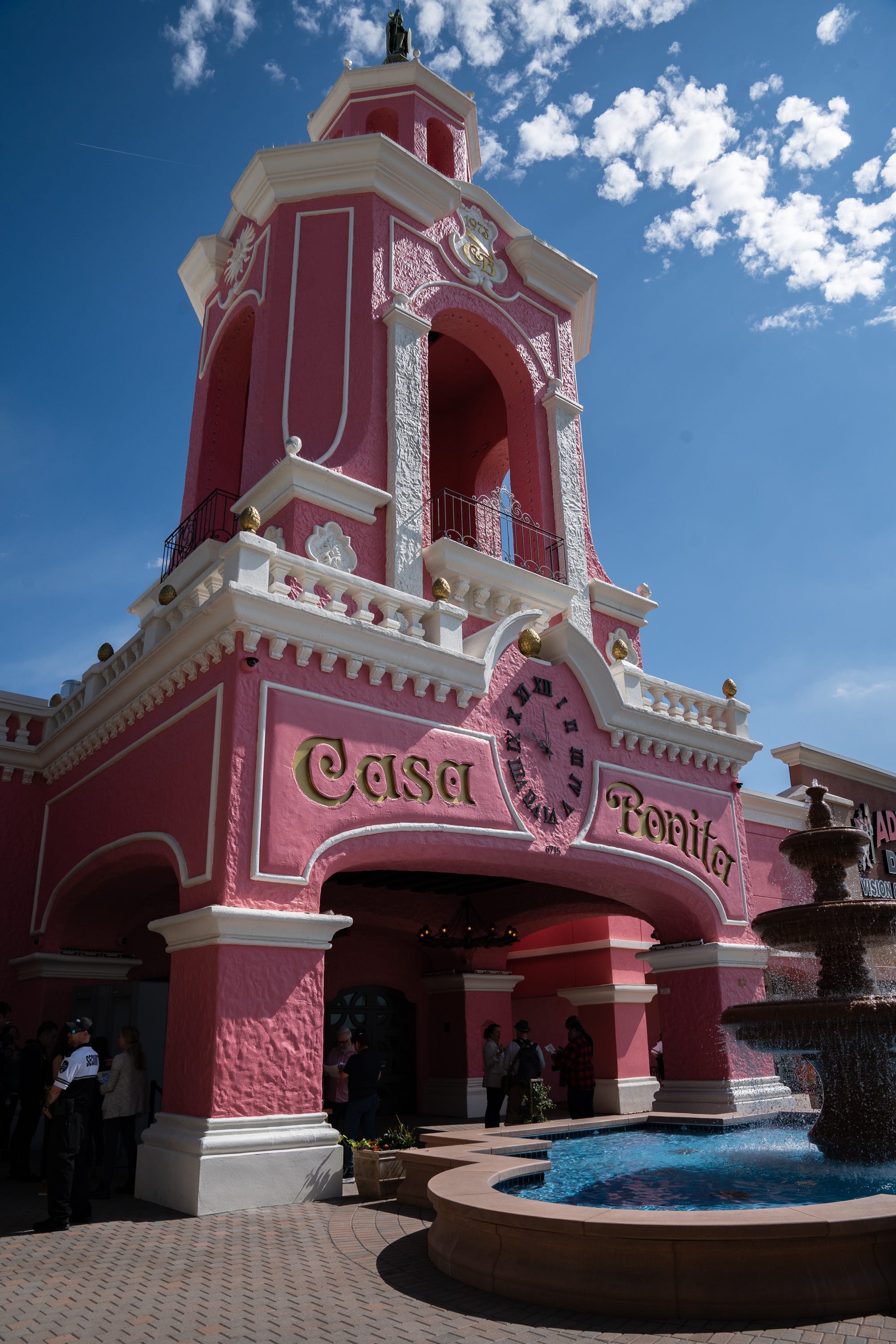 The front facade of Casa Bonita during an advance media tour of the soon-to-reopen restauarant in Lakewood, Colo., on Friday, May 26, 2023.