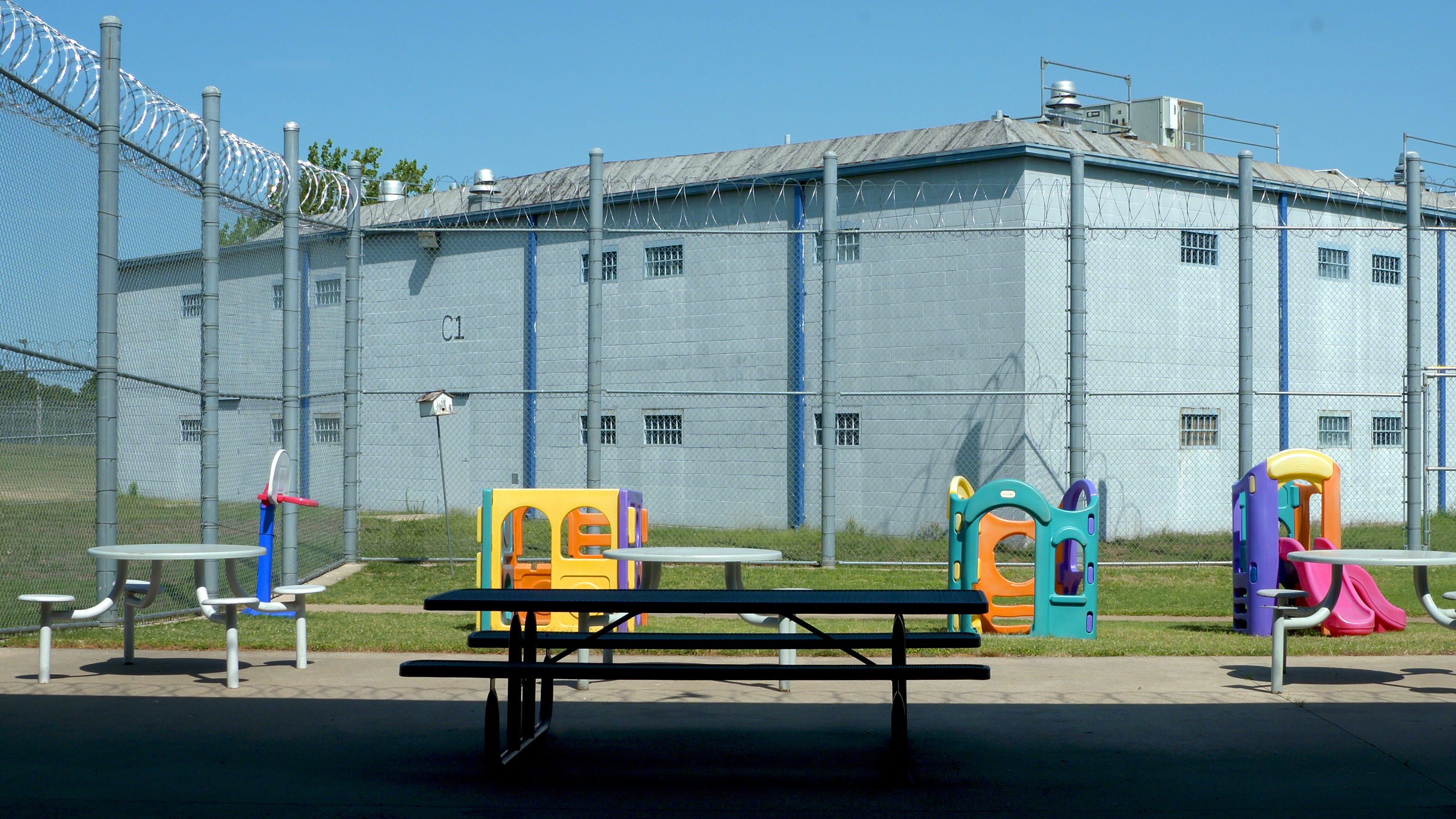The visitation courtyard at a correctional facility in Oklahoma City. The rate of women in U.S. prisons and jails rose 617% from 1982 to its peak in 2018. In 2022, there were about 181,000 women in local jails and state and federal prisons across the United States.