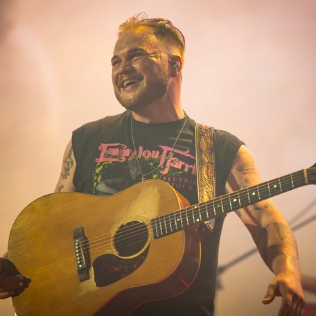 Zach Bryan performs during the Quittin Time tour June 29 at Nissan Stadium in Nashville.
