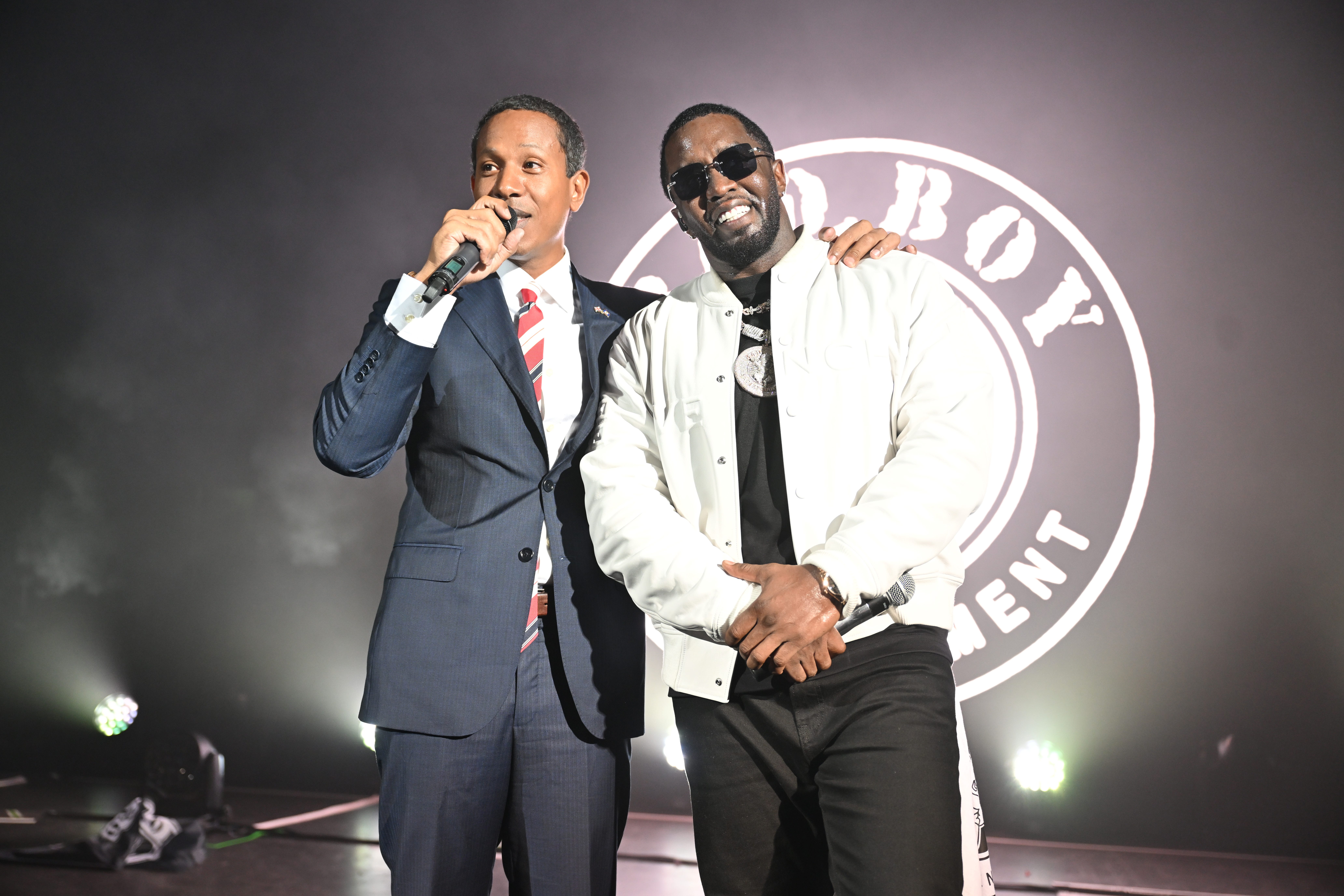 Shyne and Diddy onstage at O2 Shepherd's Bush Empire in a special one night only event on Nov. 7, 2023, in London.