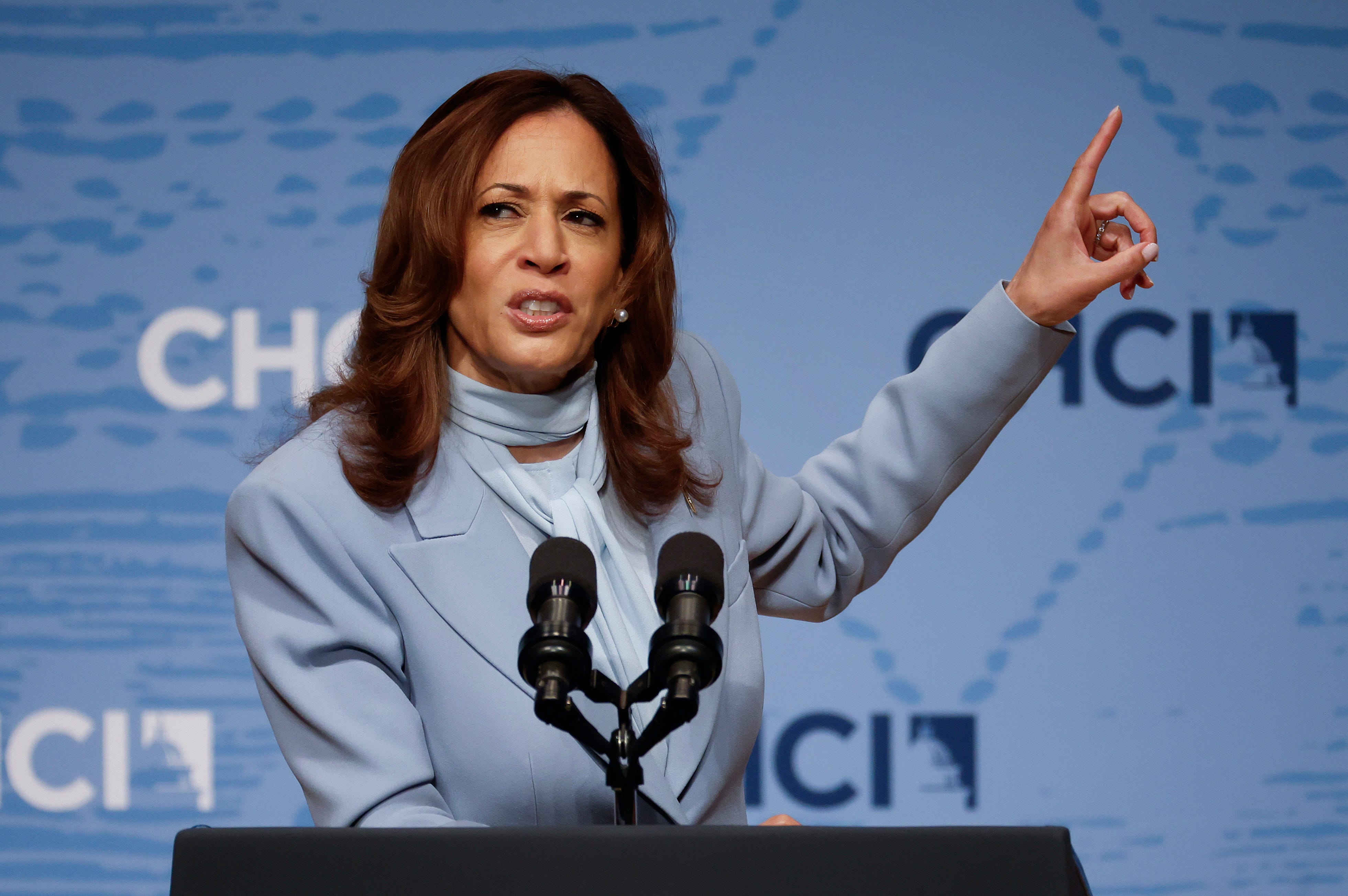 Vice President Kamala Harris campaigns for president at the Congressional Hispanic Caucus Institute's leadership conference on Sept. 18, 2024, in Washington, D.C.